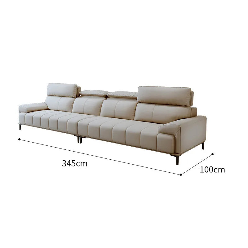 Luxury Piano Keys Cream Wind Leather Sofa Set - Modern Living Room Furniture for Home, Office & Lounge - Soft & Durable Leather Couch with Elegant Design
