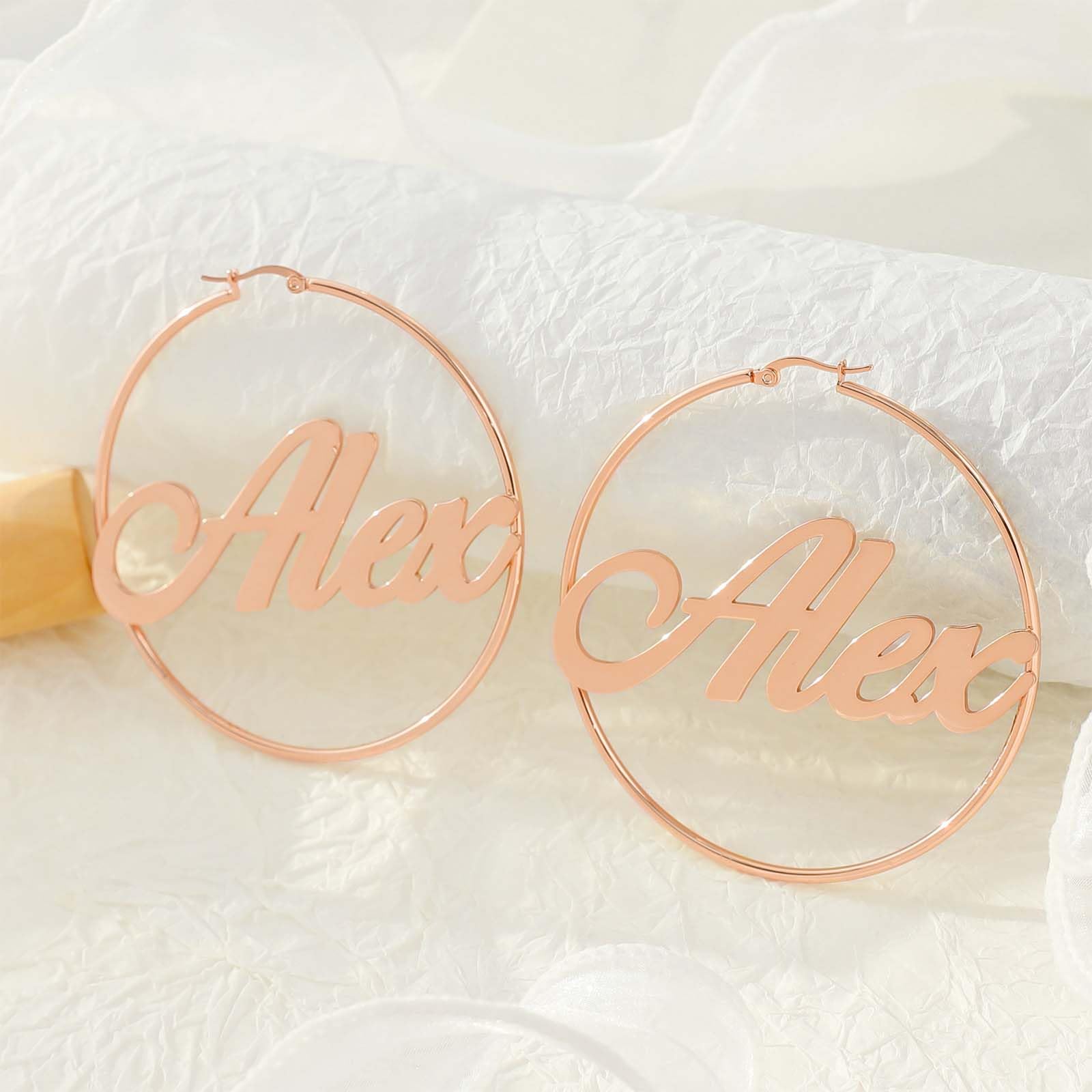 Custom Personalized Hoop Earrings for Women - Hypoallergenic Name Engraved Sensitive Earrings | Large Gold/Silver Hoops | Perfect Birthday, Christmas Gift for Her | Date Night, Wedding, Office Wear Jewelry