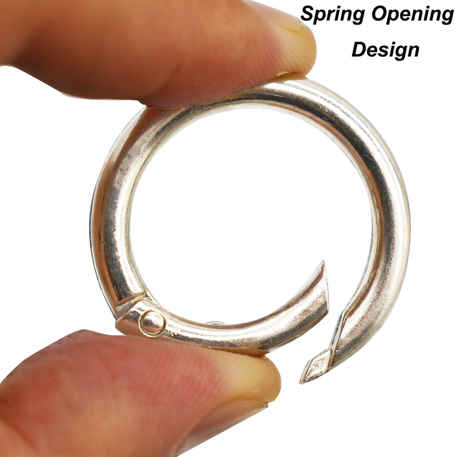40 Pcs Zinc Alloy Spring O Rings - 4 Sizes (0.8, 0.98, 1.1, 1.3 Inch) Silver Carabiner Snap Hooks for Keychains, Handbags, Dog Leashes & DIY Crafts - Durable Multi-Purpose Trigger Rings for Outdoor Gear & Home Organization