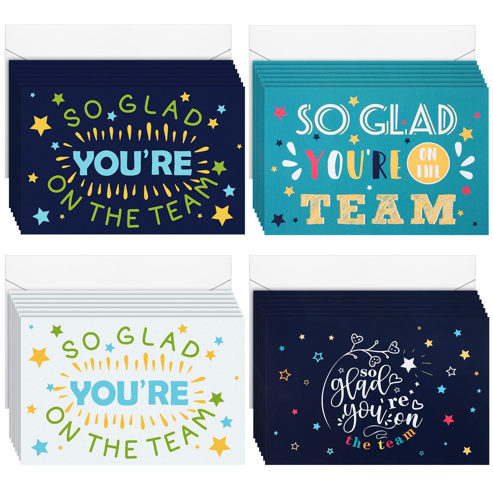 48 Pack Welcome to Team Cards - Employee Appreciation & Work Anniversary Thank You Cards with Envelopes (7.8x6 Inch, Star Style) - Perfect for Staff Recognition Gifts, Office Celebrations & Team Building Events