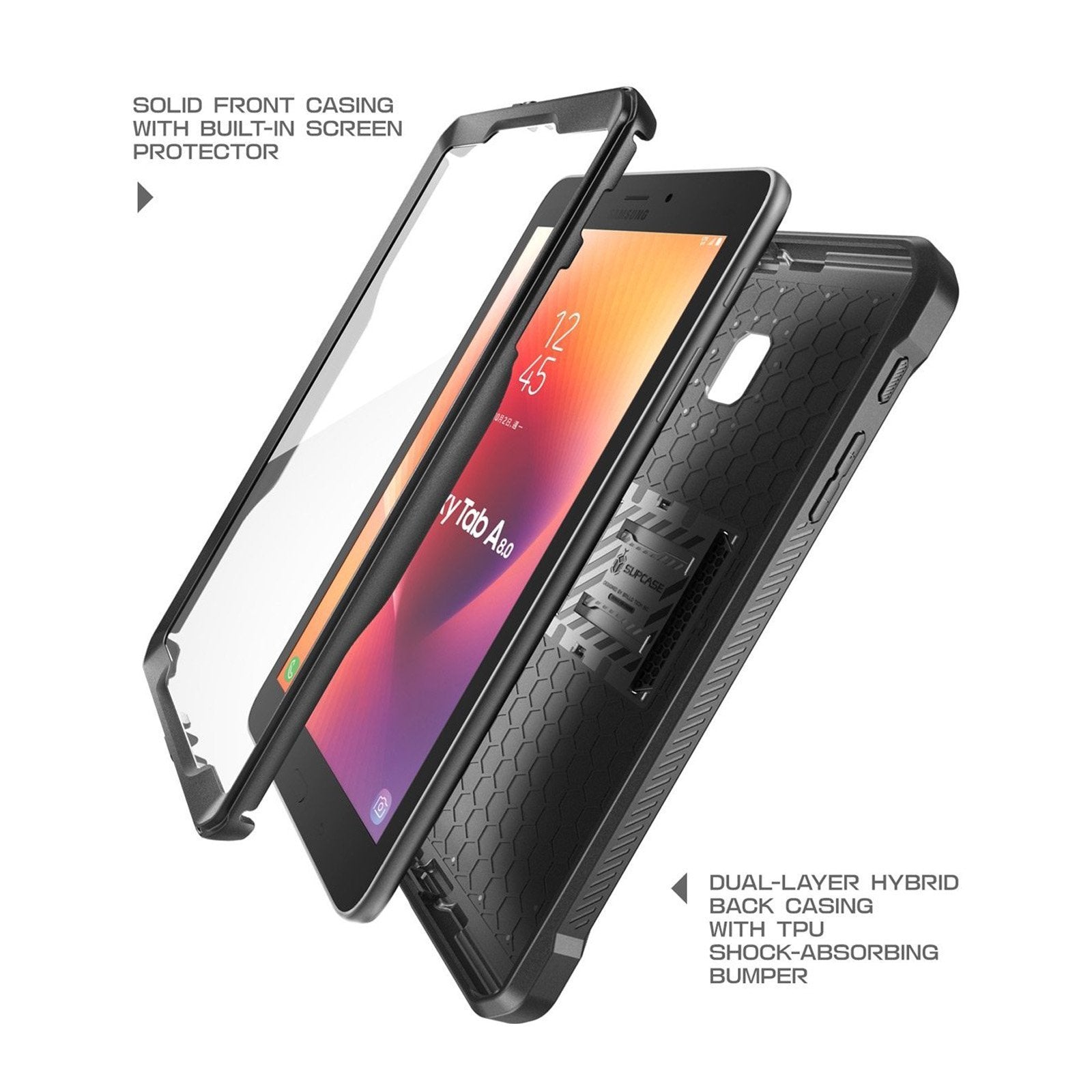 Samsung Galaxy Tab A 8.0 Inch (2017) Unicorn Beetle Pro Rugged Protective Case with Built-in Screen Protector & Adjustable Kickstand - Black - Perfect for Outdoor, Travel & Work Use