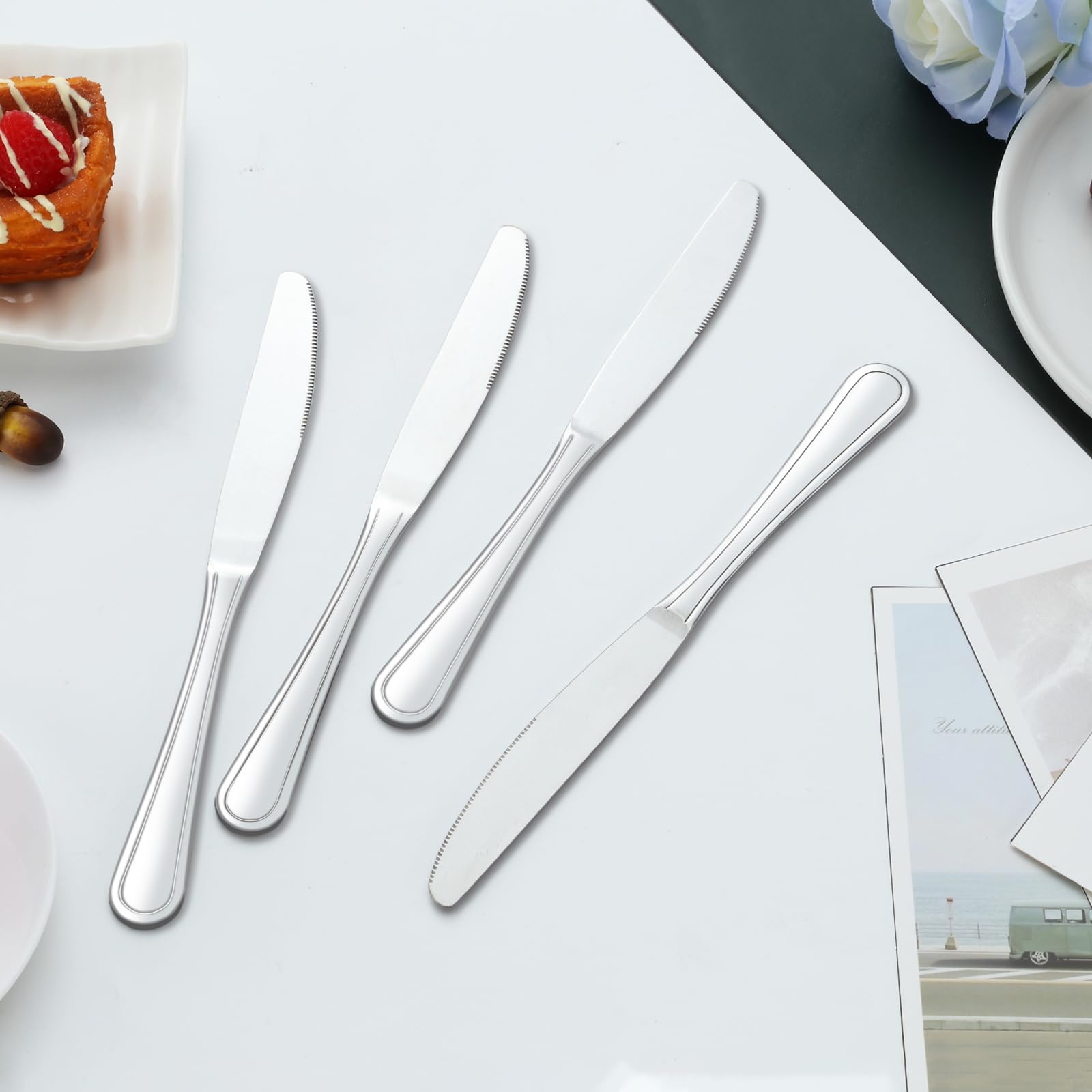 9-Inch Dinner Knives Set of 36 Pieces with Butter Knives - Ultra Sharp Stainless Steel Cutlery - Dishwasher Safe Silverware - Perfect for Formal Dining, Restaurant Use & Dinner Parties