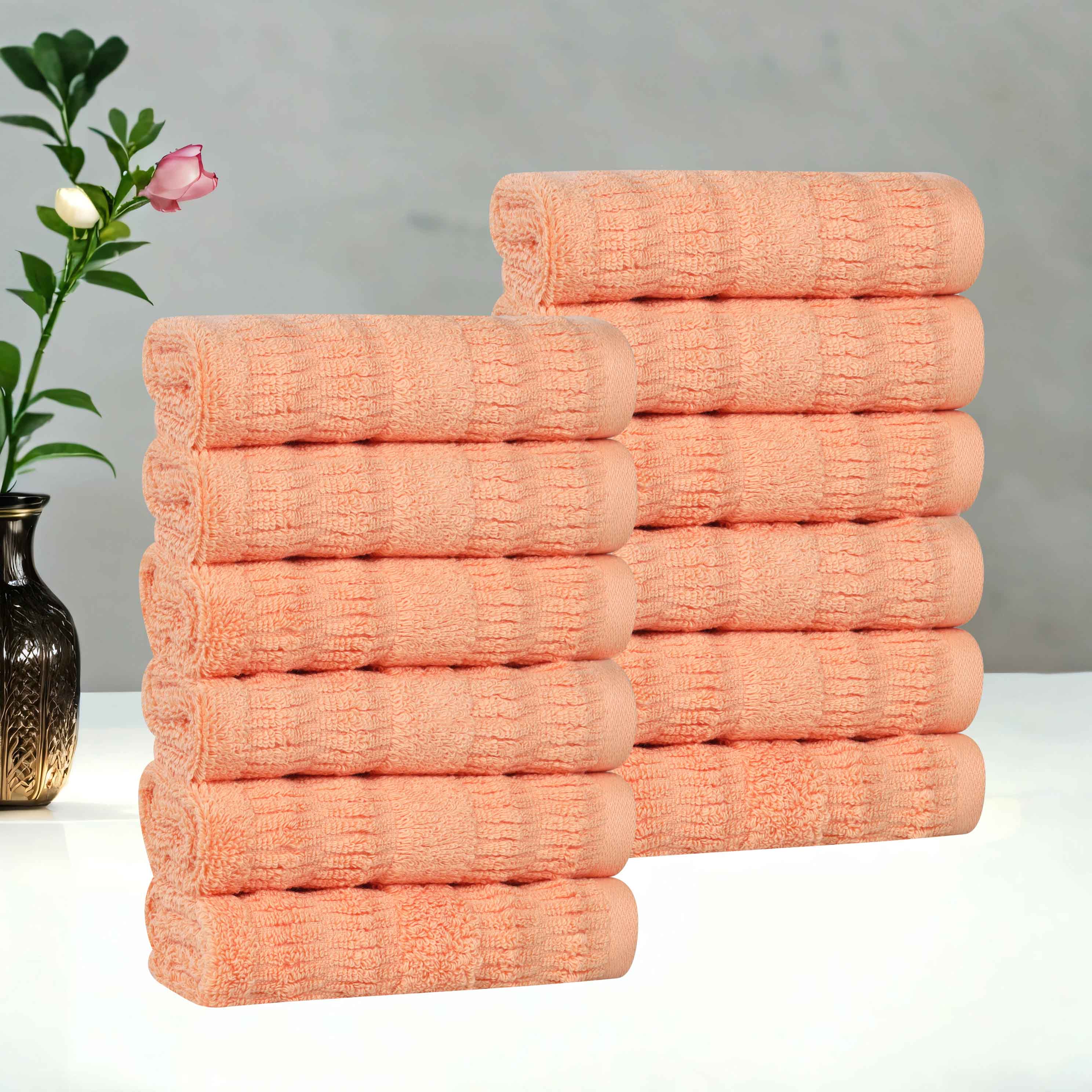 Mika Smart Twist Cotton Solid Face Towels & Washcloths - 12 Pack Set | Soft & Absorbent Bath Towels for Spa, Gym, Travel & Daily Use