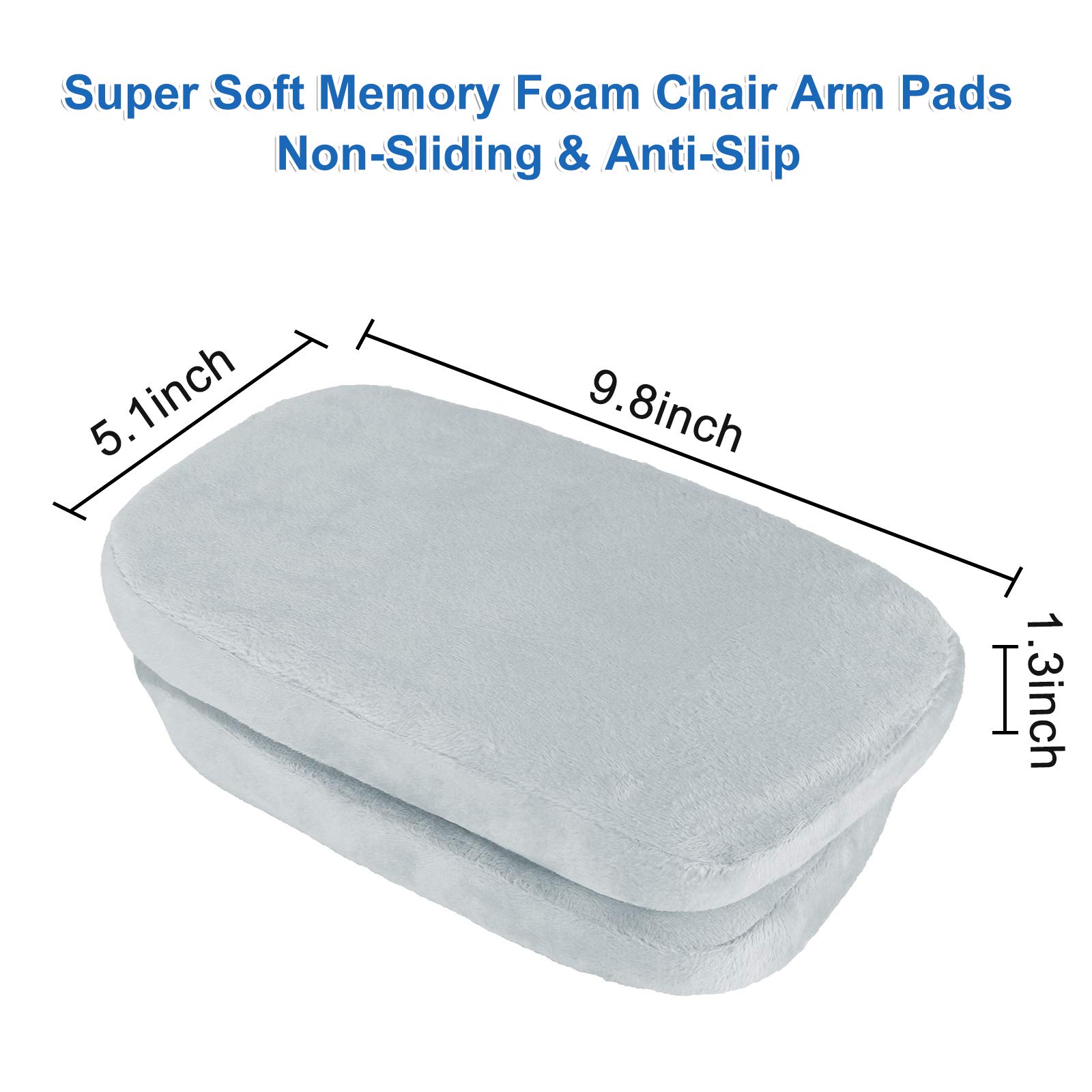 Ergonomic Memory Foam Office Chair Armrest Pads - 2 Pack Grey Cushions for Forearm & Elbow Pressure Relief - Comfortable Gaming & Computer Chair Accessories for Home Office, Workstation & Desk Setup