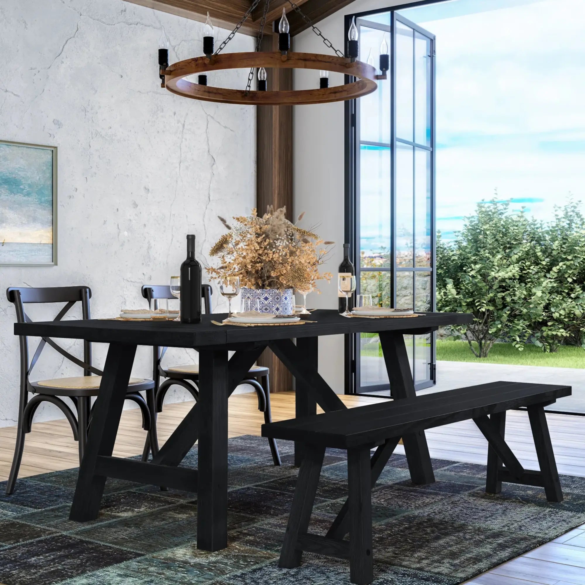 Customizable Cascais 72-Inch Modern Dining Table - Extendable Wooden Table for 8-10 People - Perfect for Family Gatherings & Dinner Parties