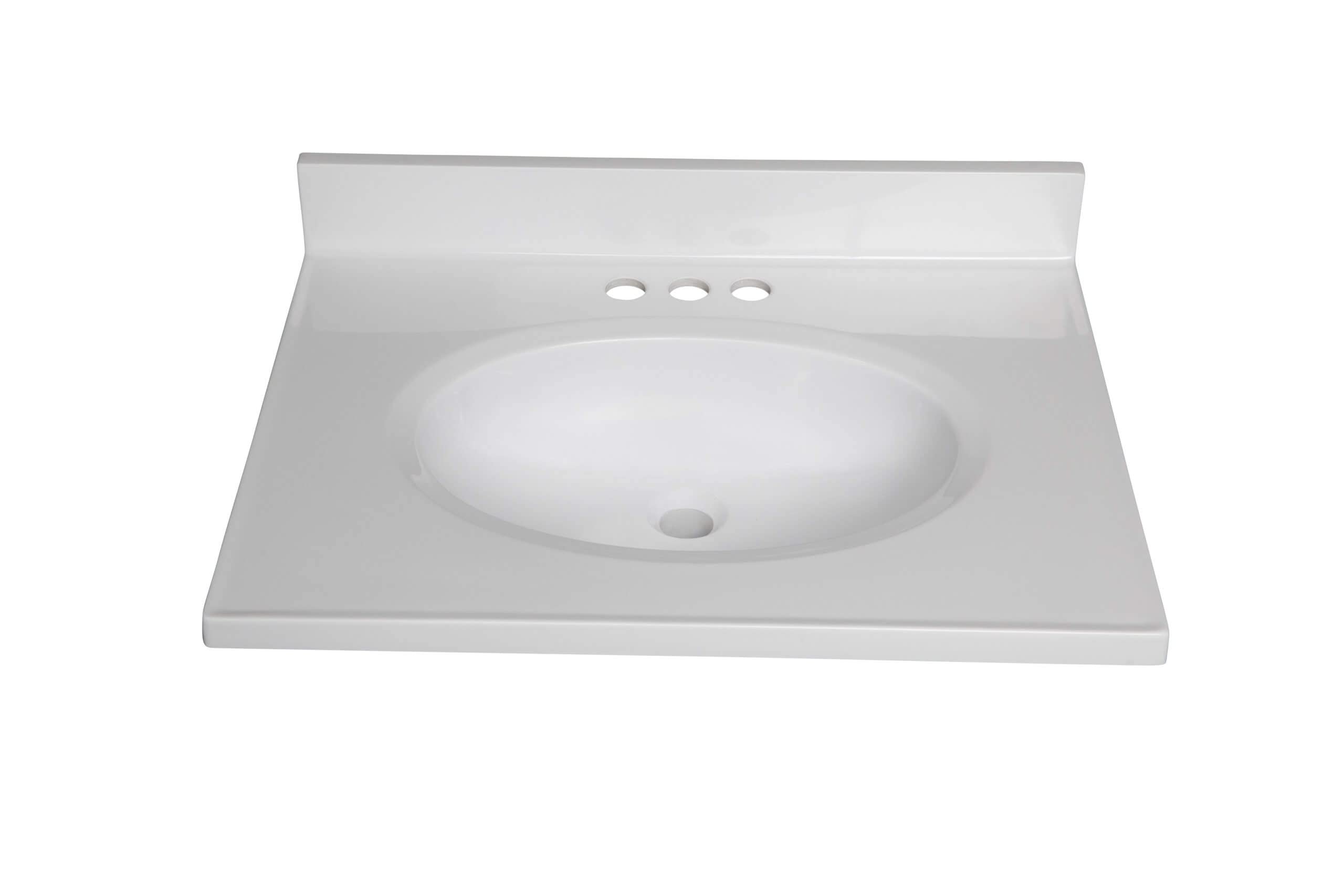 Premium Cultured Marble Bathroom Vanity Top - Elegant & Durable Bathroom Sink for Modern Homes - White Glossy Finish - Easy Installation - Perfect for Master Bath, Guest Bath & Powder Room Renovations