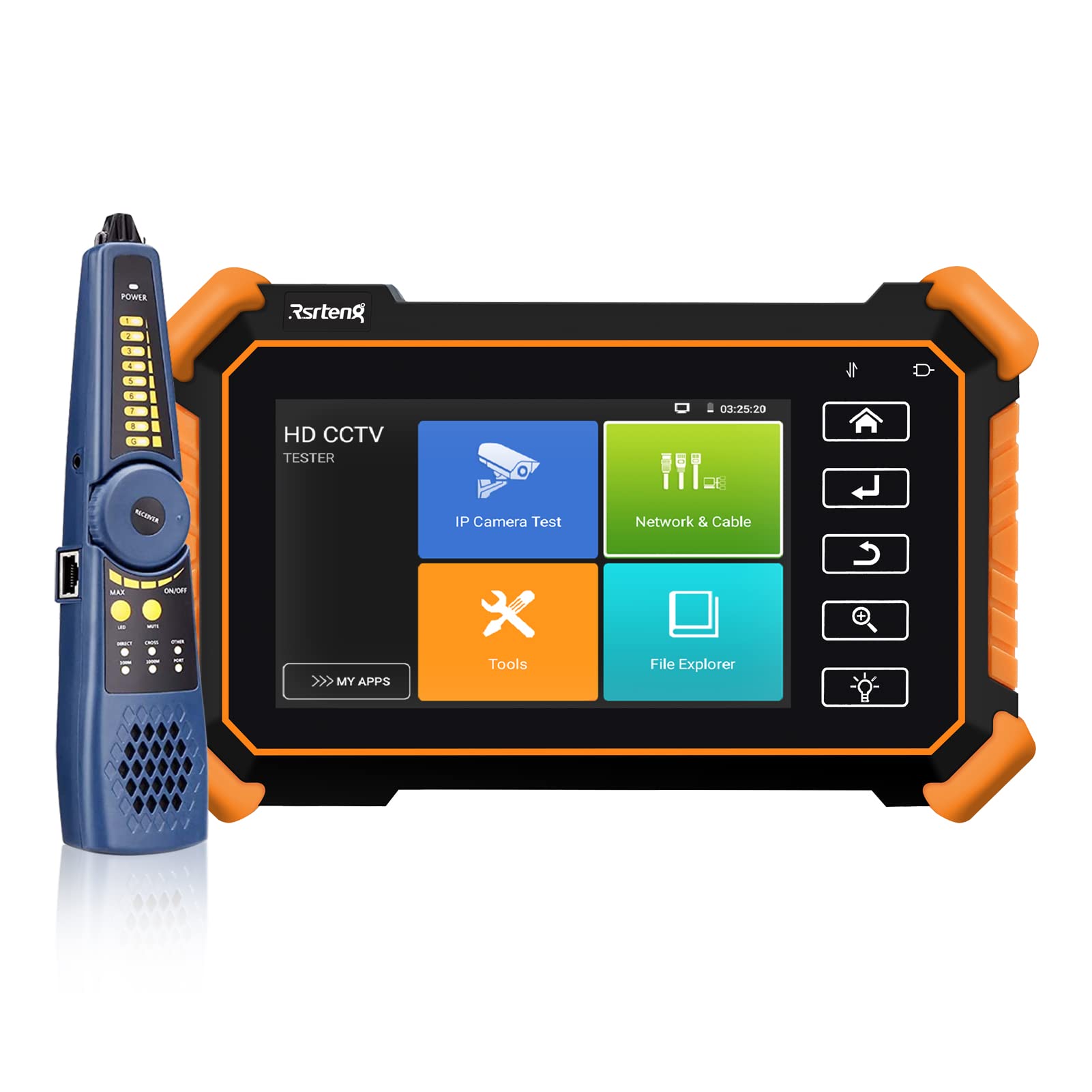 Rsrteng WT255 CCTV Camera Tester with Cable Tracer - 4K/8MP/8K/32MP IP Camera Testing, 4-inch IPS Touch Screen, POE/PTZ/DC12V Support - Perfect for Security System Installation & Maintenance