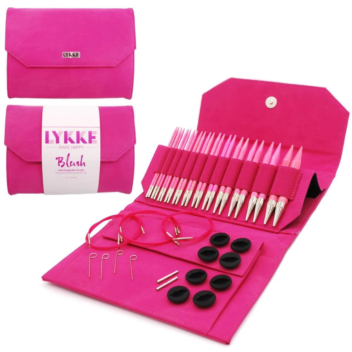 Lykke 5-Inch Blush Fuchsia Fabric Pouch Set - Interchangeable Gift Pouch for Jewelry, Cosmetics & Travel Essentials | Perfect for Organizing Makeup, Accessories & Small Items