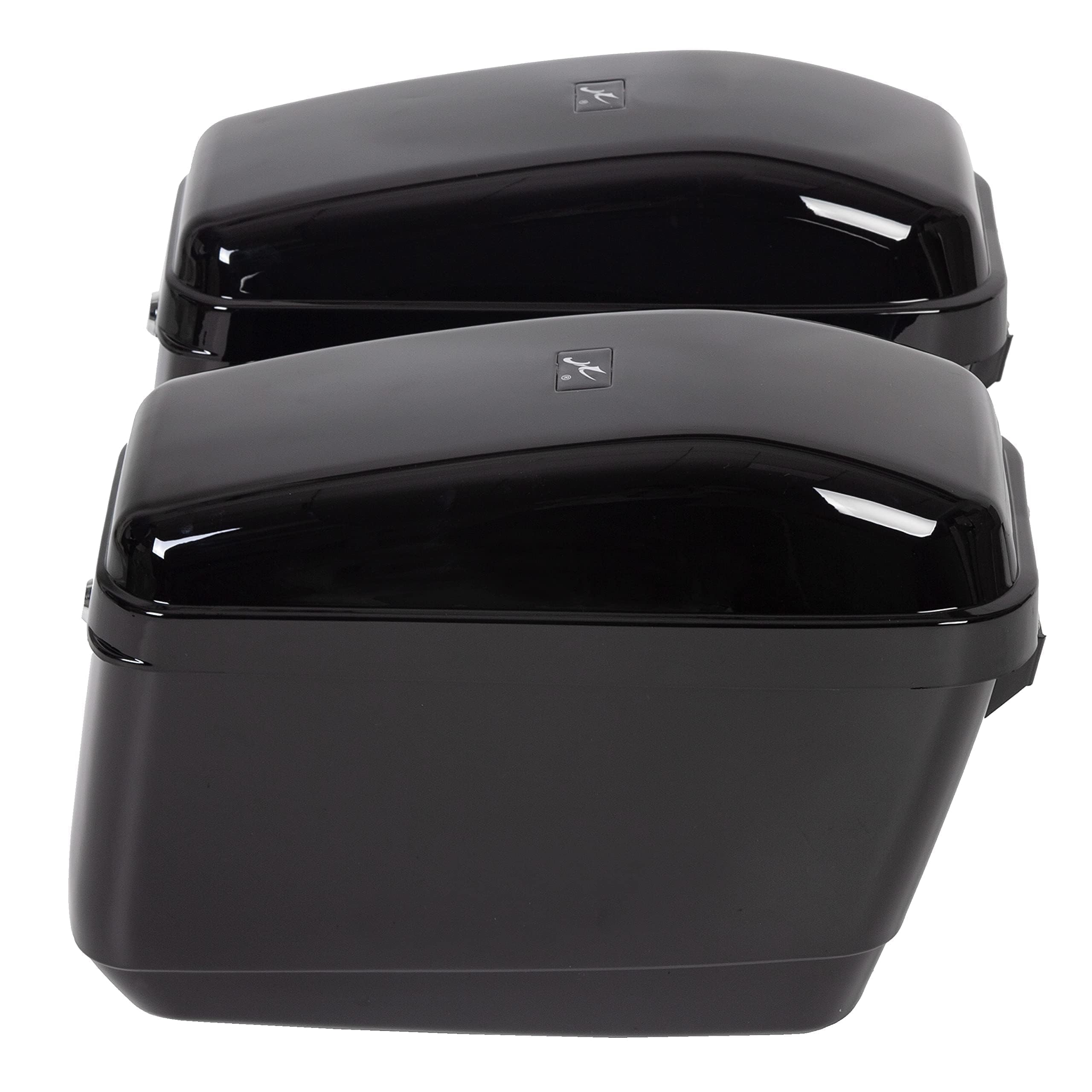 ECOTRIC 45L Motorcycle Hard Saddlebags with Lock - Waterproof Storage Trunk for Harley Davidson, Honda Shadow, Kawasaki Vulcan | Durable Plastic Black Luggage Carrier w/Mounting Kit | Perfect for Long Rides & Touring