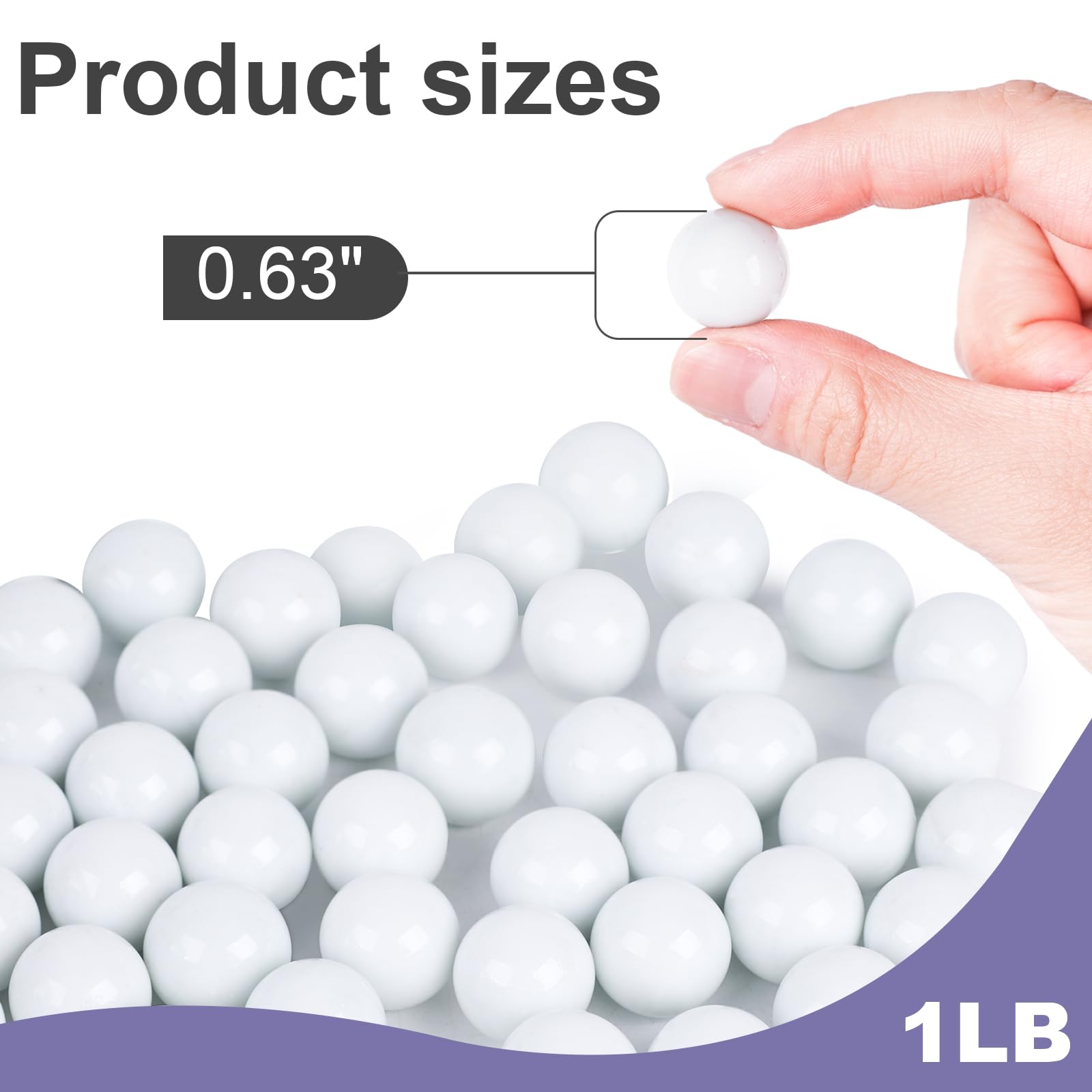 DomeStar 1LB Bulk Glass Marbles - 0.63 Inch White Vase Fillers for Home Decor, DIY Crafts, Wedding Centerpieces & Floral Arrangements
