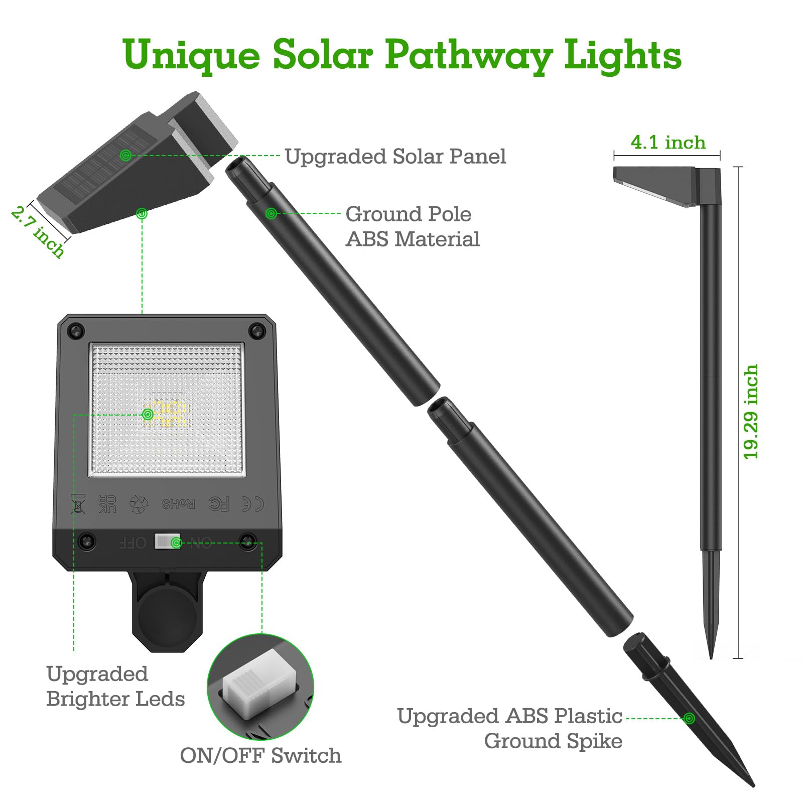 KOOPER 8 Pack Solar Pathway Lights Outdoor - Upgraded Bright 3500K Warm White Solar Landscape Lights for Garden, Yard, Driveway, Walkway, Sidewalk - Perfect for Nighttime Safety & Decorative Outdoor Lighting