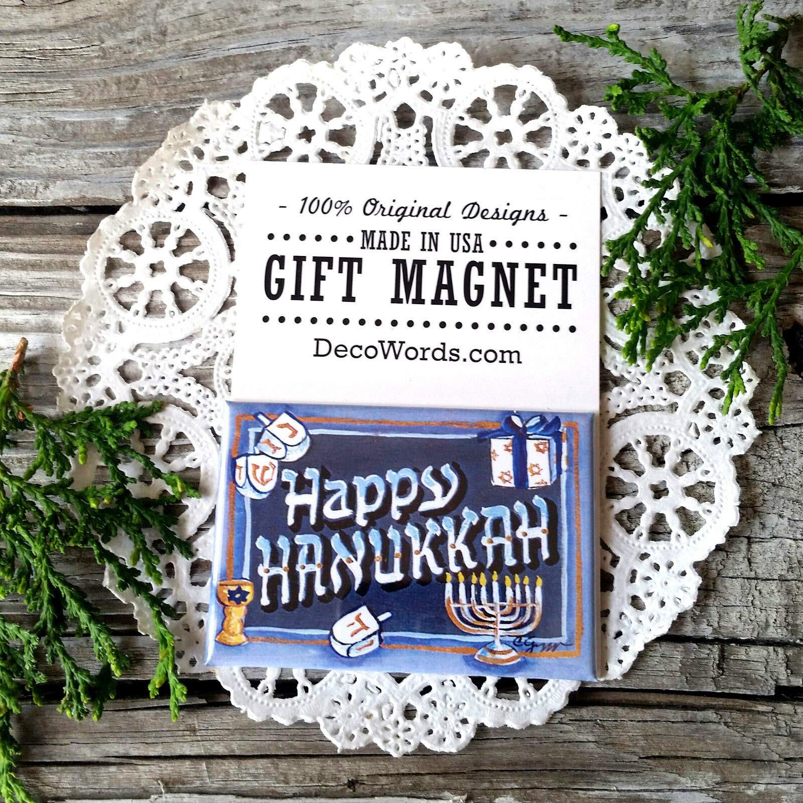 Hanukkah Fridge Gift Magnet - Jewish Menorah Judaica Decor - 2