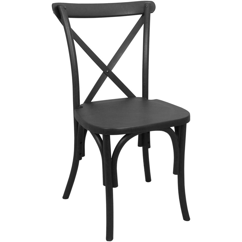 Flash Furniture Resin Cross Back Chairs - Set of 2, Black - Perfect for Dining Room, Kitchen, or Outdoor Patio Seating