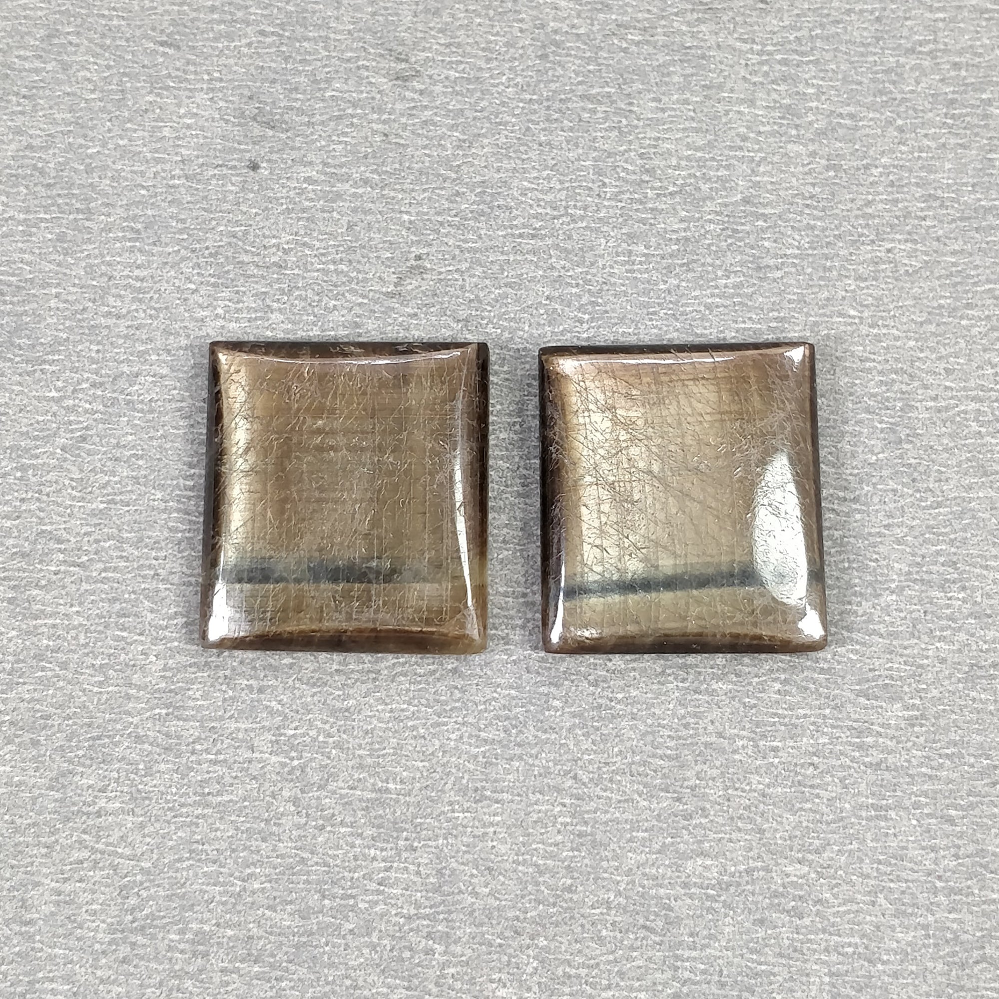Natural Untreated Golden Brown Chocolate Sapphire Gemstone Cabochon - 37.80cts Baguette Shape 20x17.5mm Pair for Jewelry Making, Engagement Rings & Collector's Display