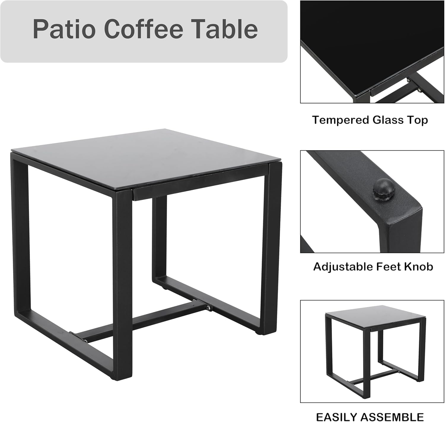 LOKATSE HOME 5-Piece Wicker Outdoor Patio Furniture Set - All-Weather PE Rattan Conversation Set with Cushioned Chairs, Ottoman & Glass Coffee Table - Perfect for Balcony, Porch, Garden, and Backyard Relaxation