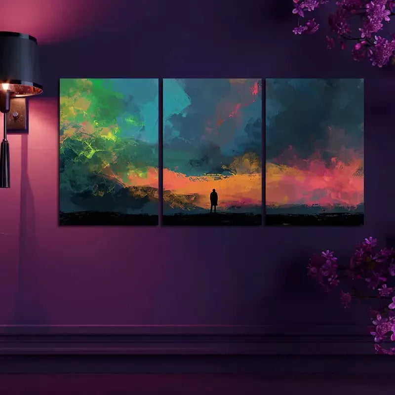 3-Piece Canvas Wall Art - Lone Figure on Field Edge, Framed 40x60cm | High Quality Australian-Made Print | Ready to Hang | Perfect for Living Room, Bedroom & Office Decor