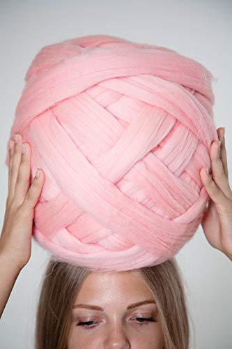 Clootess Bulky Chunky Yarn - 11 lbs Big Roving Wool for Hand Knitting, Crochet, DIY Projects - Soft Pink Chunky Wool for Making Throw Blankets, Scarves, Home Decor - Perfect for Sofa & Bed Blankets, Winter Crafts