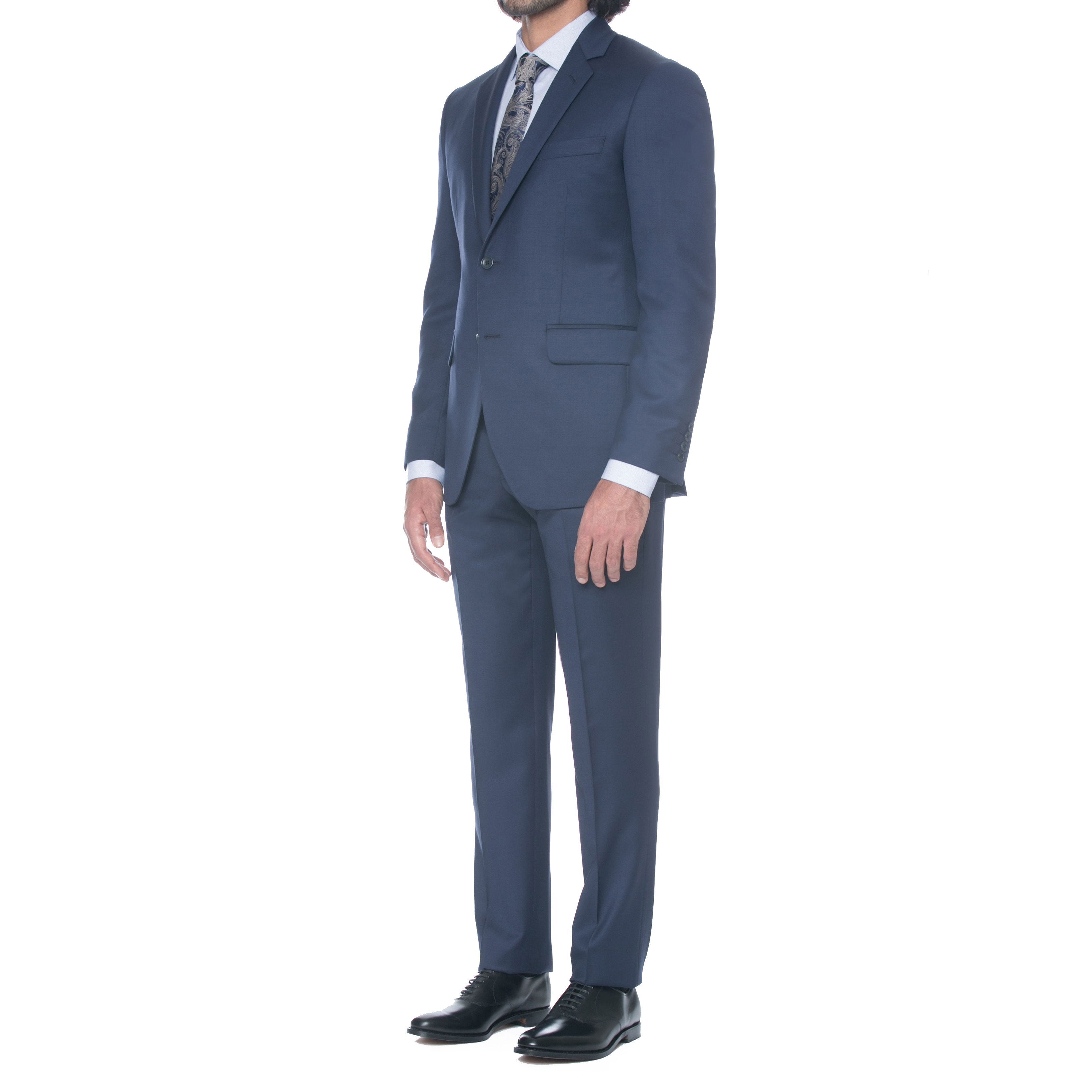 Premium Ink Blue Two-Button Wool Suit for Men - Business Formal & Wedding Attire - Office, Interviews & Special Occasions