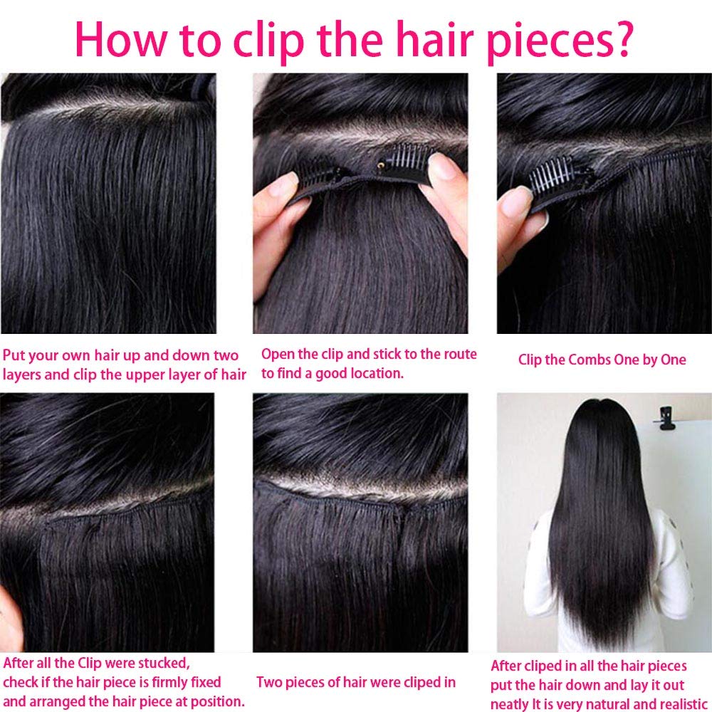 100% Unprocessed Brazilian Virgin Human Hair Clip-in Extensions for Black Women - 8-Piece Set with 18 Clips, 120g, 24 Inch Straight Natural Black Hair | Perfect for Daily Styling, Special Occasions & Volume Boosting