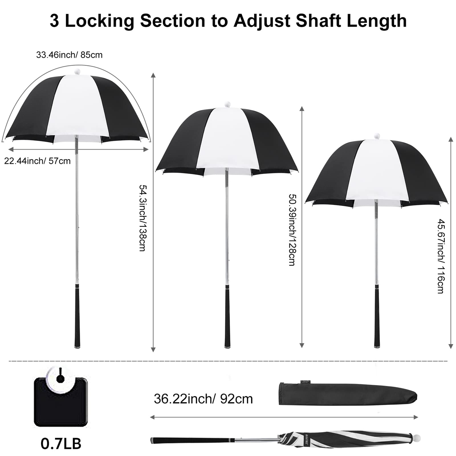 G4Free Golf Bag Umbrella - Waterproof Flex Umbrella for Golf Clubs Protection - Perfect for Rainy Days on the Golf Course