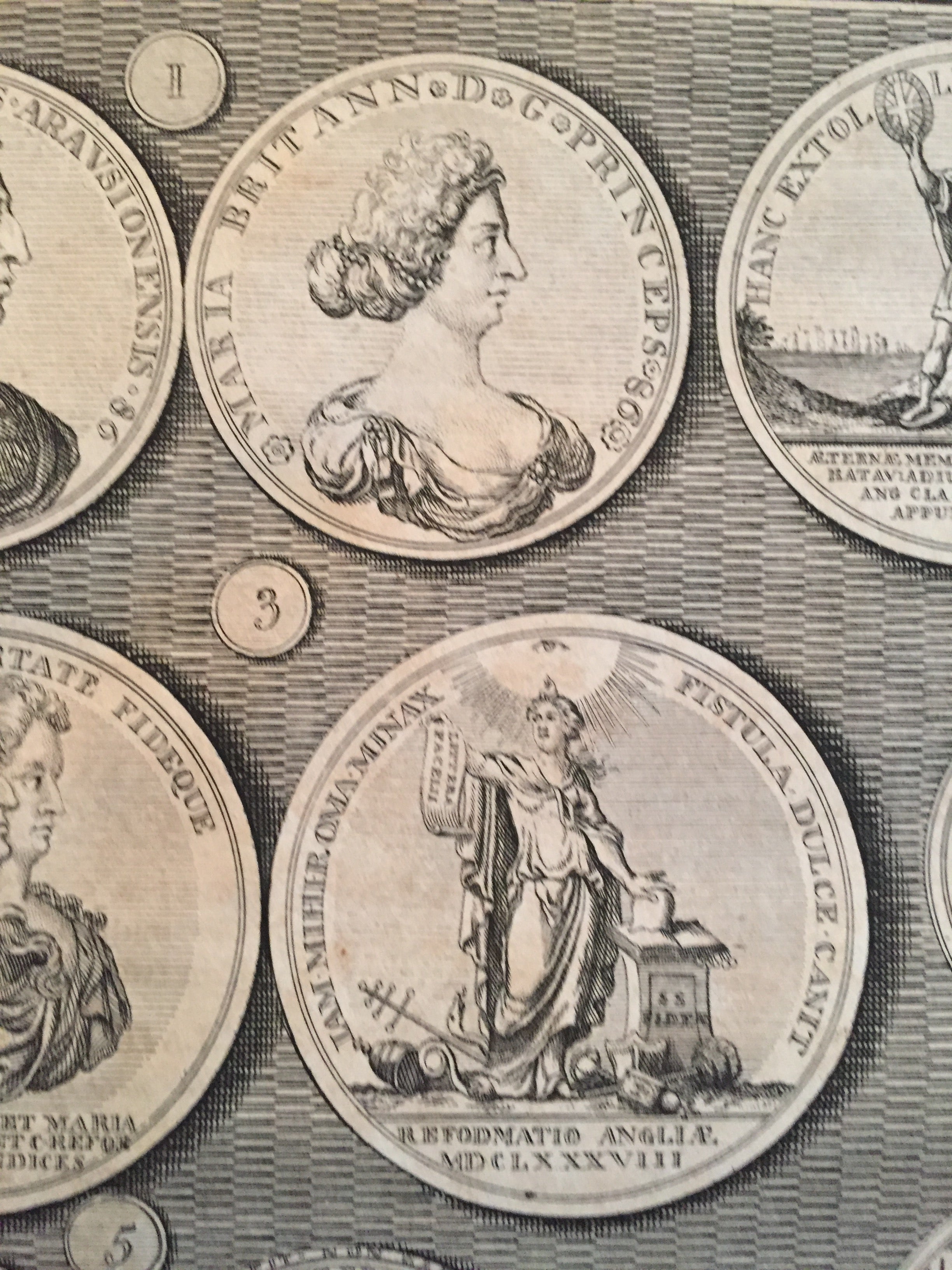 1745 Sheet of British Regal Medals - King William III & Queen Mary Collectible Set of 2 | Historical Coin Collection, Royal Memorabilia for Display & Gift Giving