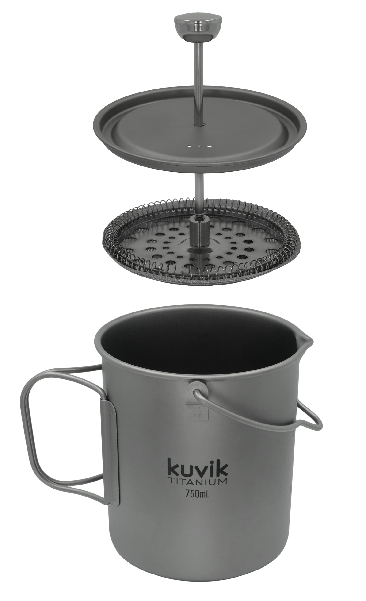 Kuvik Titanium French Press 750ml (25.4 oz) - Ultralight Compact Coffee Maker for Backpacking, Camping & Travel - Perfect for Outdoor Adventures & Home Brewing