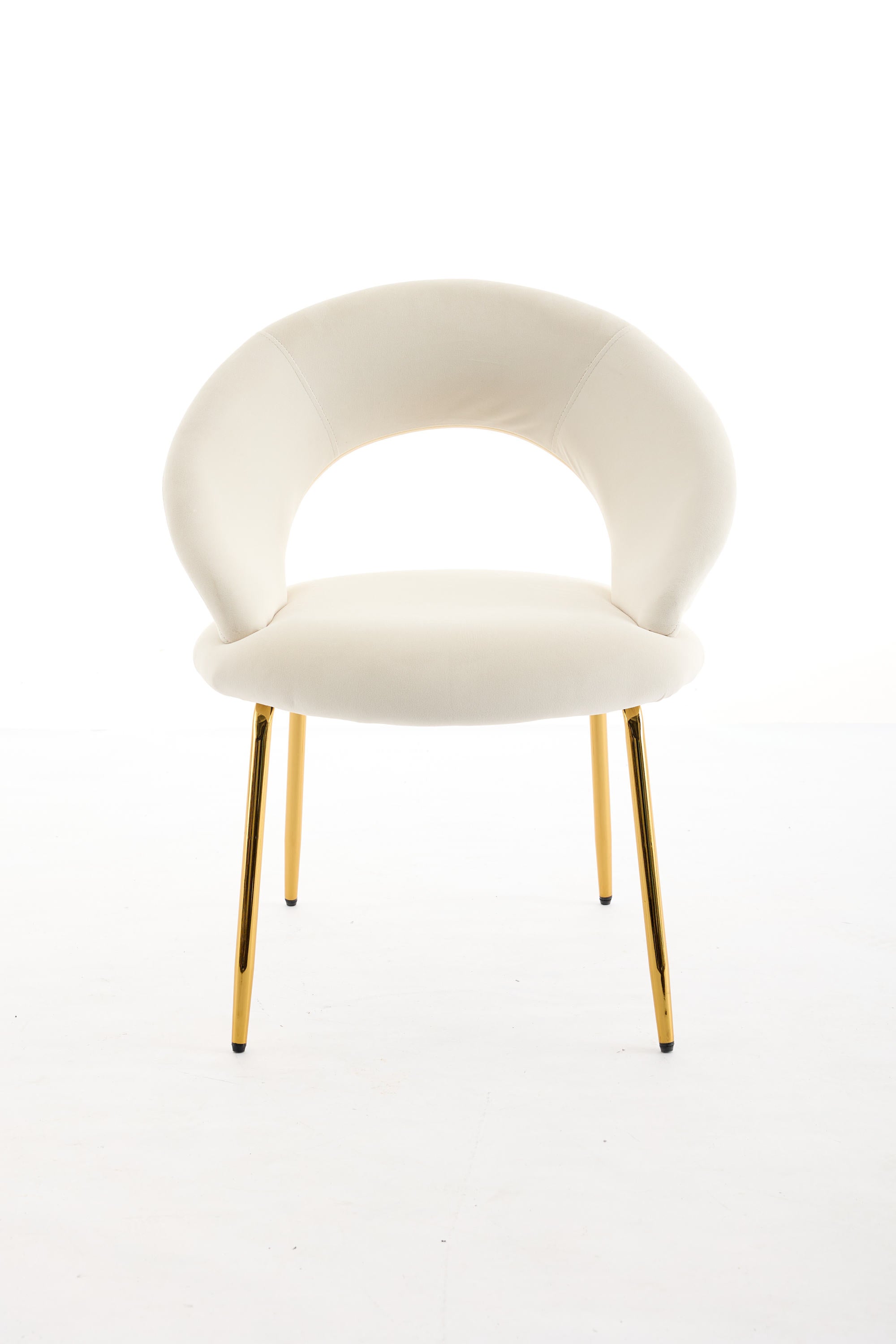 Velvet Dining Chairs Set of 1 - Curved Backrest with Golden Metal Legs for Kitchen & Dining Room - White - Perfect for Modern Home Decor & Entertaining Guests