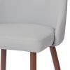 Premium Faux Leather Dining Chairs Set of 2 - Light Grey & Walnut Finish - Modern Kitchen & Dining Room Furniture for Home & Restaurant Use