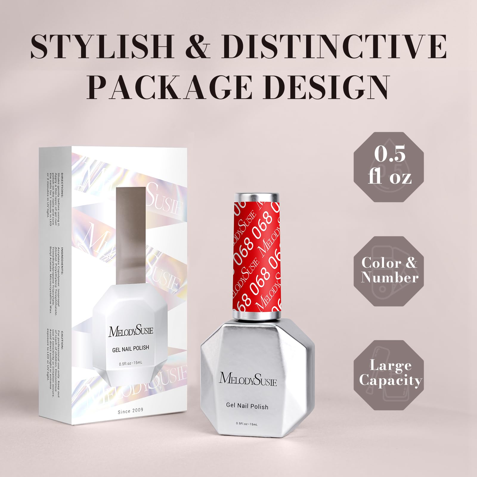 MelodySusie Red Gel Nail Polish - UV LED Soak Off for Salon & Home DIY
