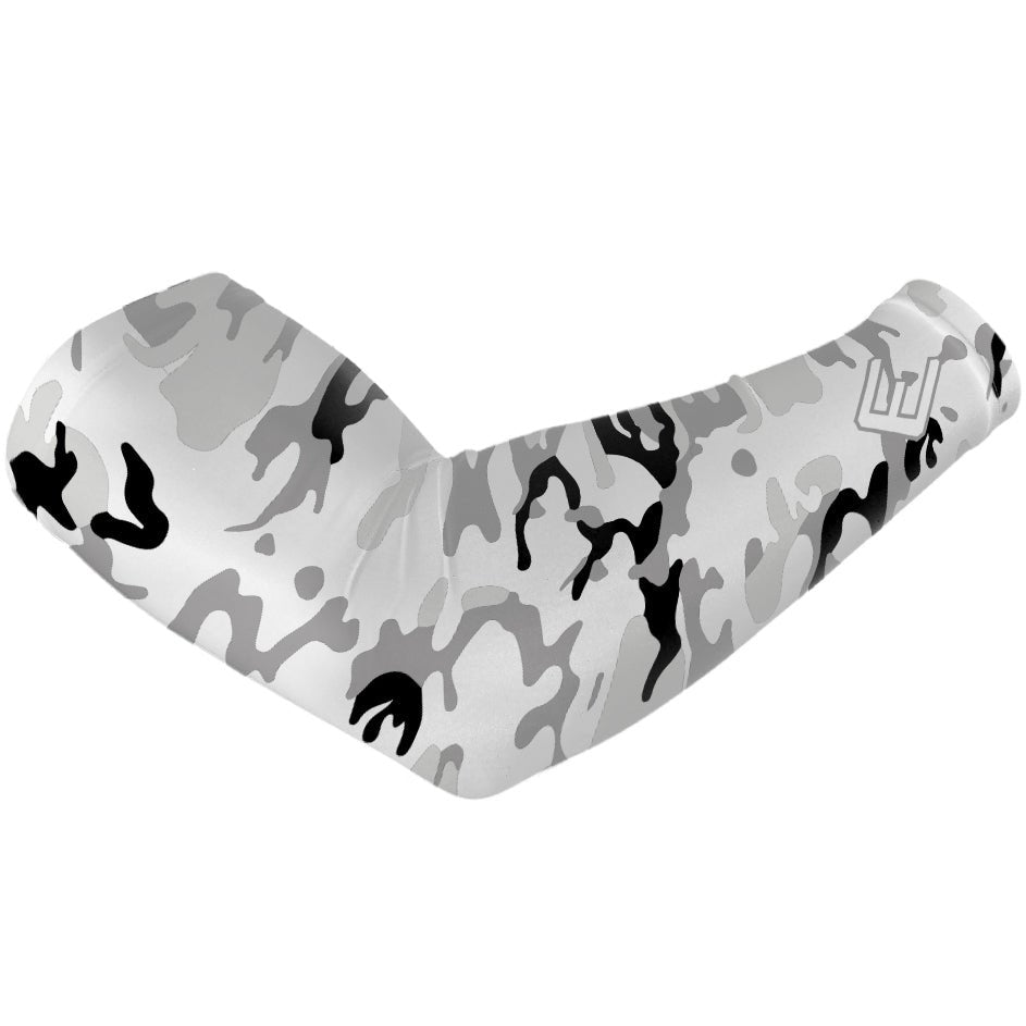 Snow Camo Arm Sleeves for Men & Women - UV Protection Compression Sleeves for Outdoor Sports, Running, Cycling & Hiking - Breathable & Moisture Wicking