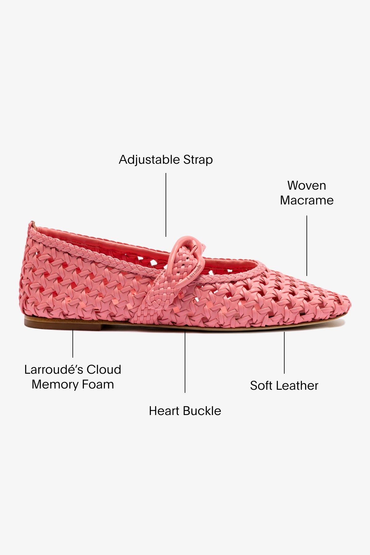Verona Macrame Ballet Flat Shoes for Women - Soft Pink Leather Comfortable Slip-On Loafers - Perfect for Casual Wear, Office & Travel