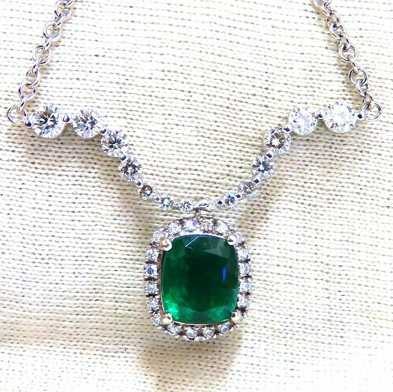 4.04 Carat Natural Emerald and Diamond Pendant Necklace in 14K Gold - Elegant Dangle Jewelry for Weddings, Parties & Special Occasions