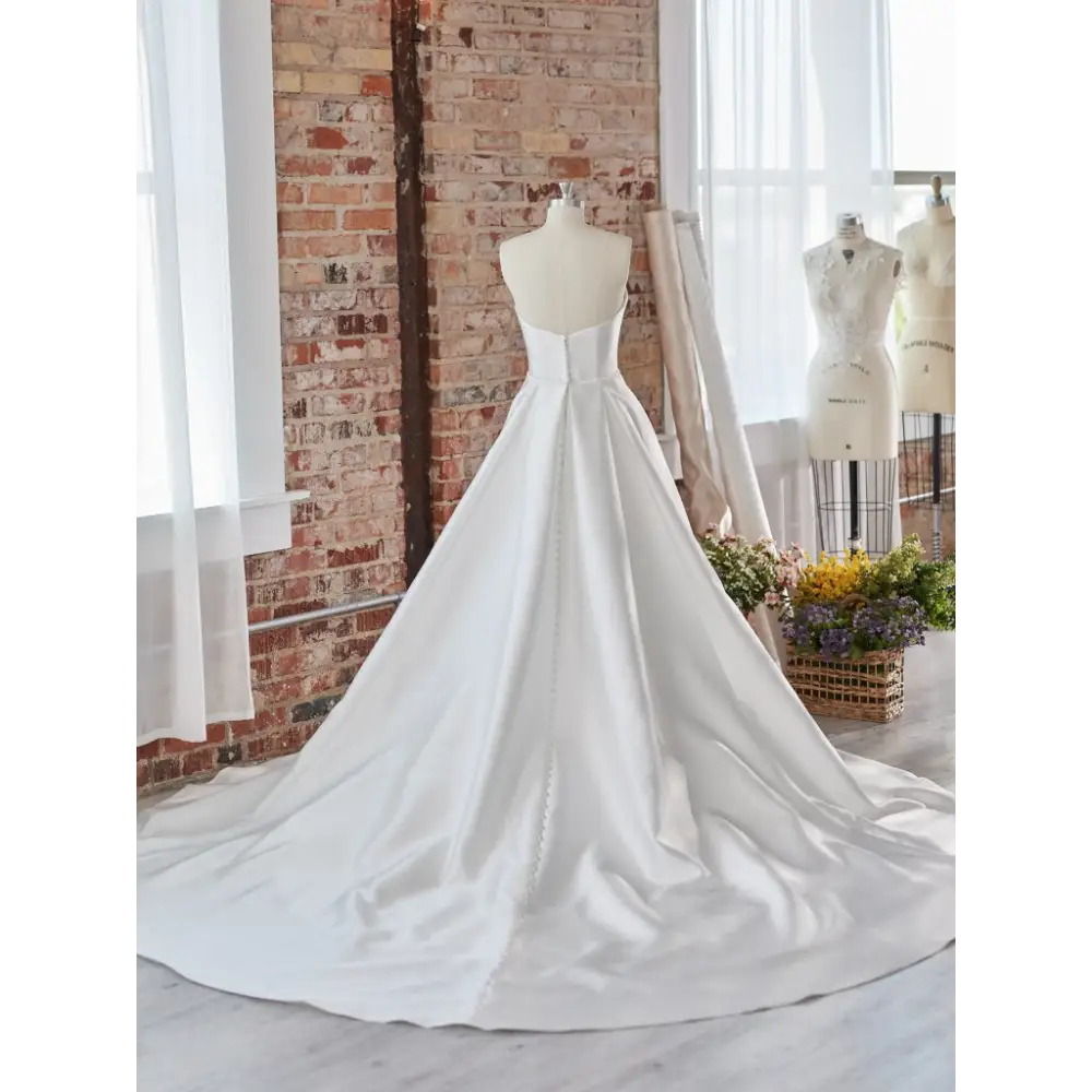 Rebecca Ingram Pippa Detachable Train Wedding Dress - Elegant Lace Bridal Gown with Removable Train for Church, Ballroom & Outdoor Ceremonies