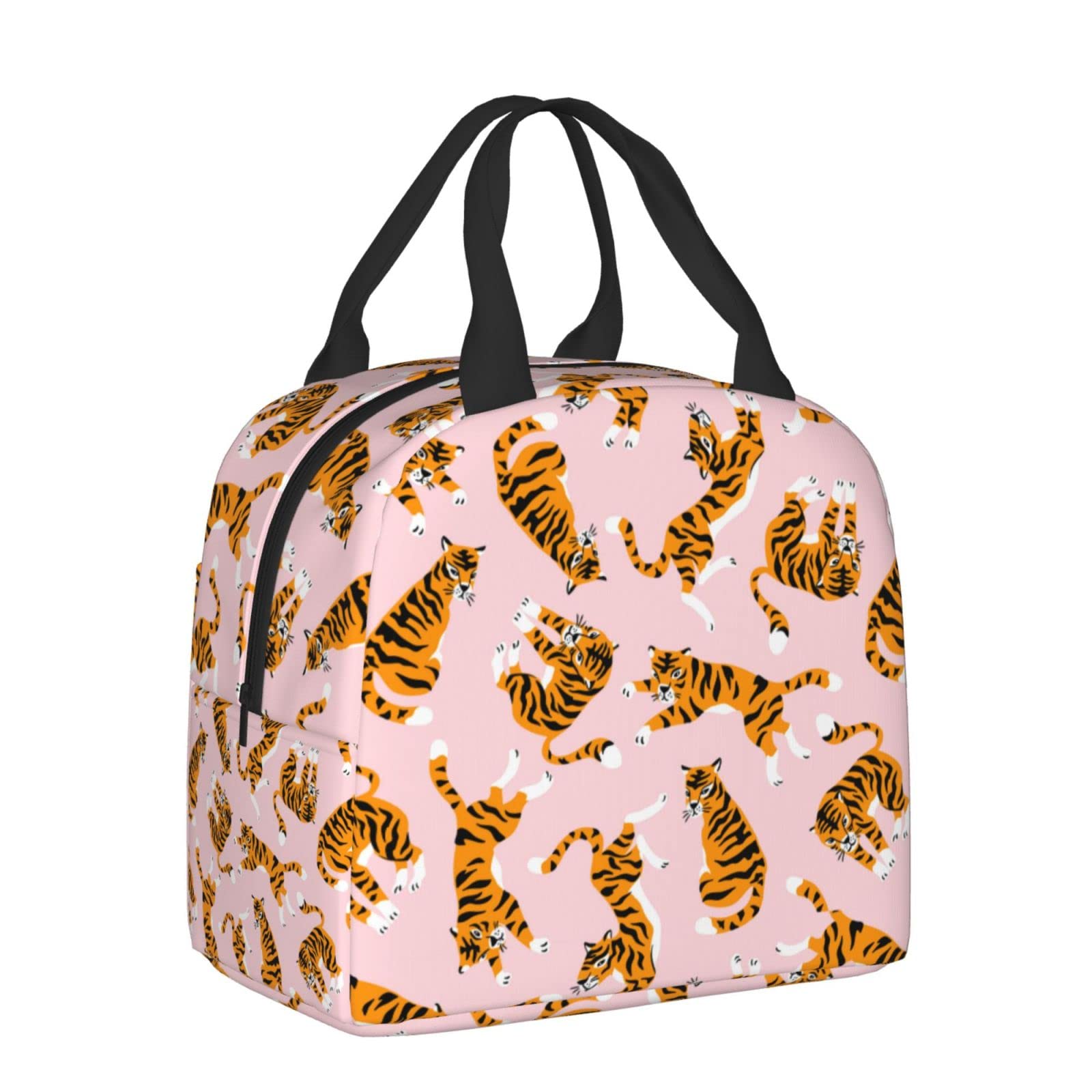 Pink Tigers Insulated Lunch Box for Kids - Reusable Thermal Lunch Bag for Boys & Girls, Perfect for School, Camping, Hiking, Picnic, Beach & Travel - Ideal for Keeping Meals Fresh On-the-Go
