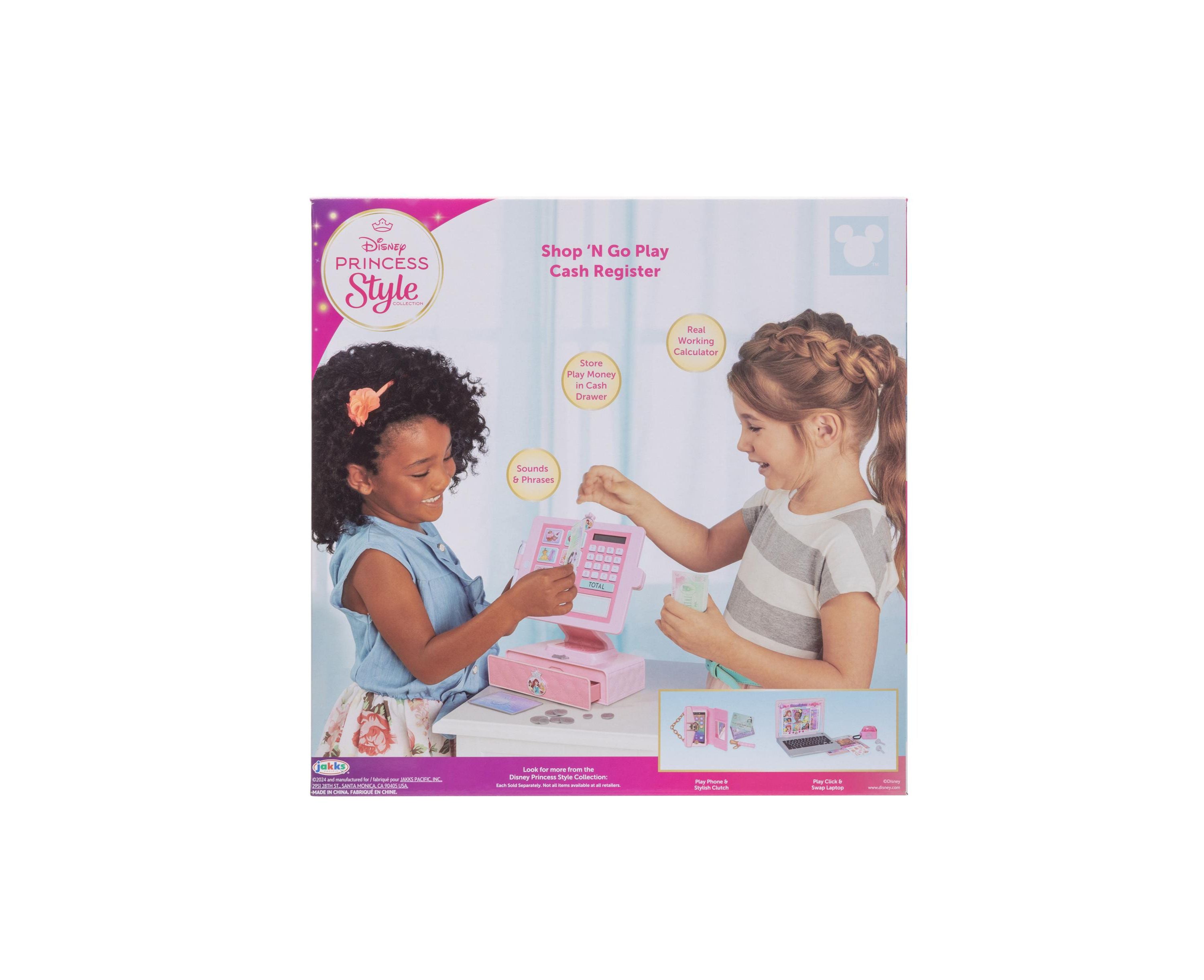 Disney Princess Style Shop 'N Play Cash Register Toy - Pretend Play Store for Kids - Perfect for Role Play, Birthday Gifts & Learning Math Skills