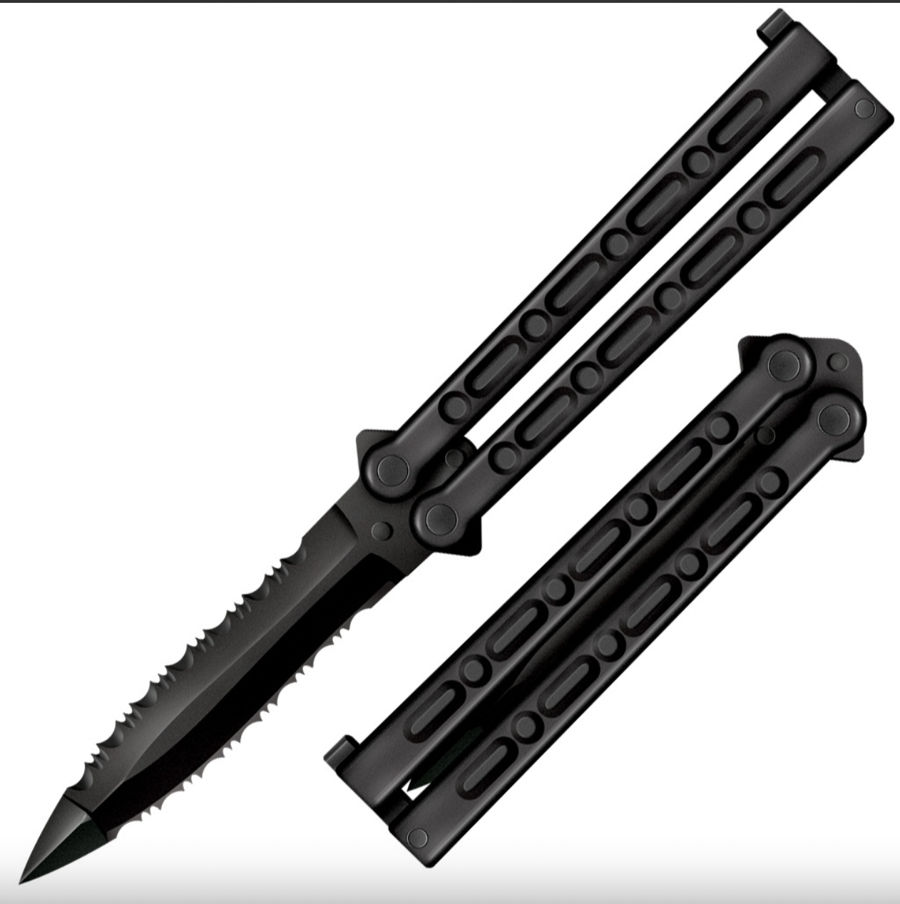 Cold Steel CS 92EAA FGX Balisong Butterfly Knife - Double Serrated Griv-Ex Blade & Handles - Tactical Self Defense, EDC, Outdoor Survival & Collectible Knife