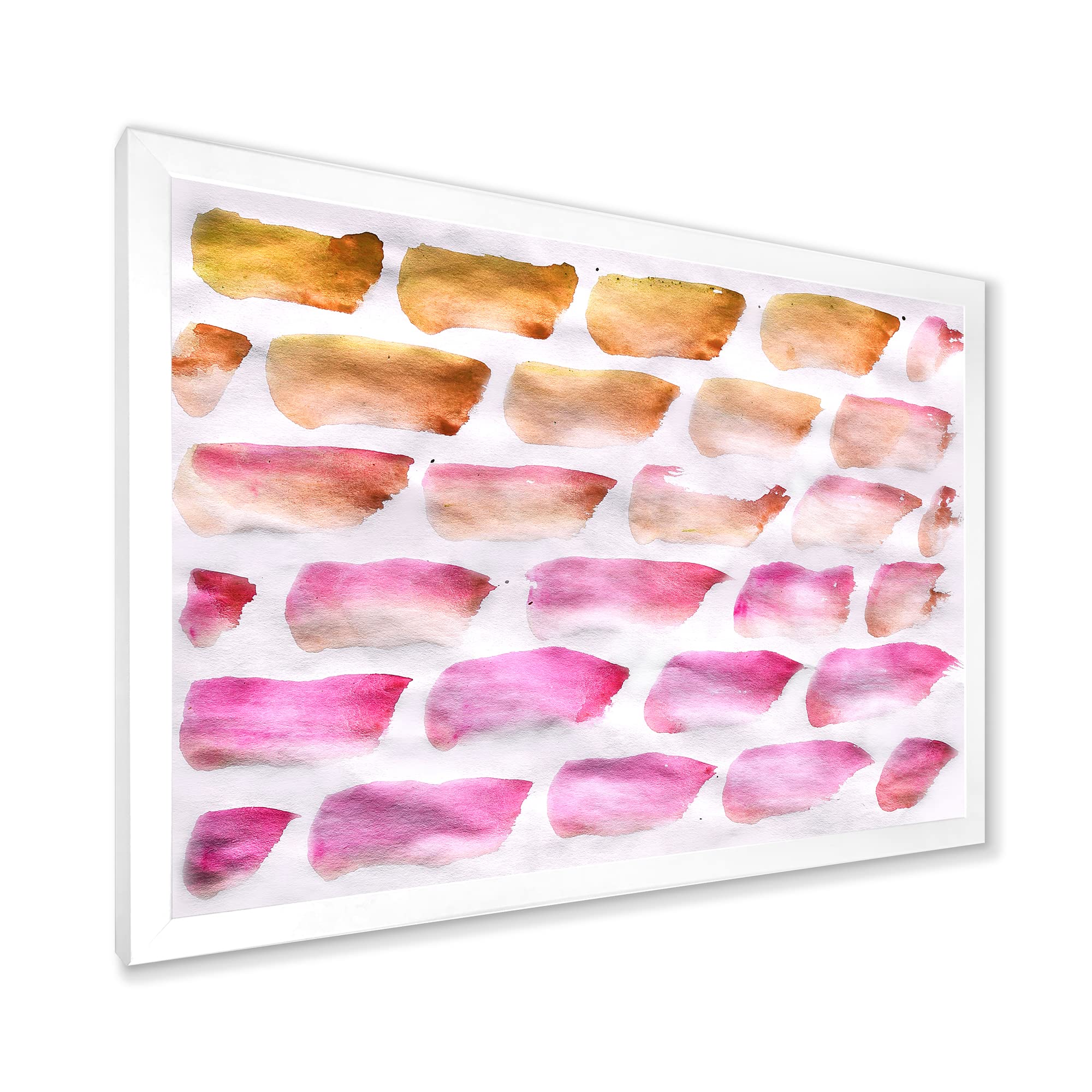Abstract Pink and Dark Yellow Modern Framed Wall Art - Contemporary Home & Office Decor for Living Room, Bedroom or Workspace
