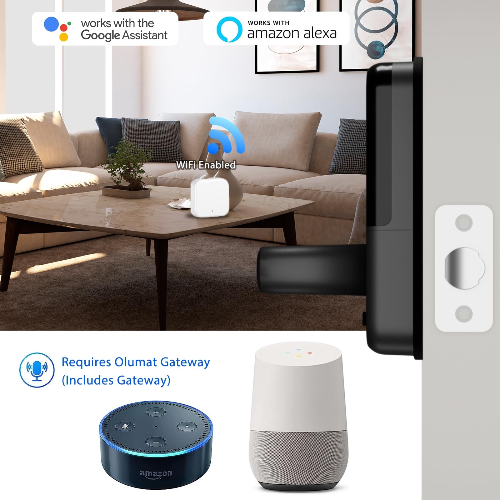 Olumat Smart Keyless Entry Door Lock with Fingerprint & Keypad - WiFi App Controlled Digital Deadbolt for Front Doors - Secure Smart Lock for Homes, Offices, Garages & Rentals | Ideal for Hands-Free Access, Vacation Rentals & Smart Home Integration