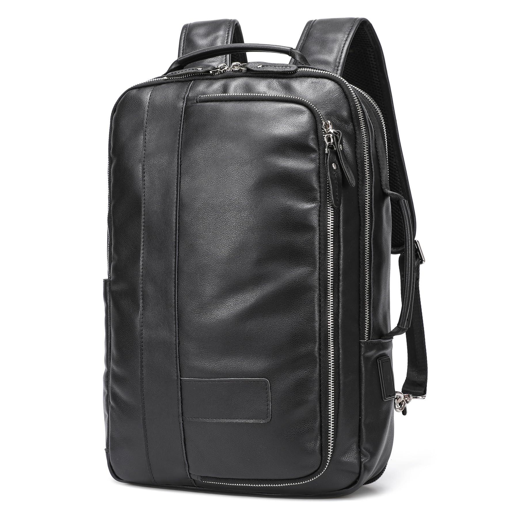 Premium LANNSYNE Vegetable Tanned Leather Backpack for Men - Expandable Laptop Backpack Fits 15.6 Inch Notebook, Durable Travel Rucksack & Stylish Shoulder Tote Bag for Work, College & Outdoor Adventures