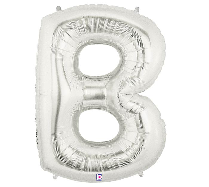 Large Silver Foil Letter B Balloon for Birthday Parties, Baby Showers & Graduation Decorations