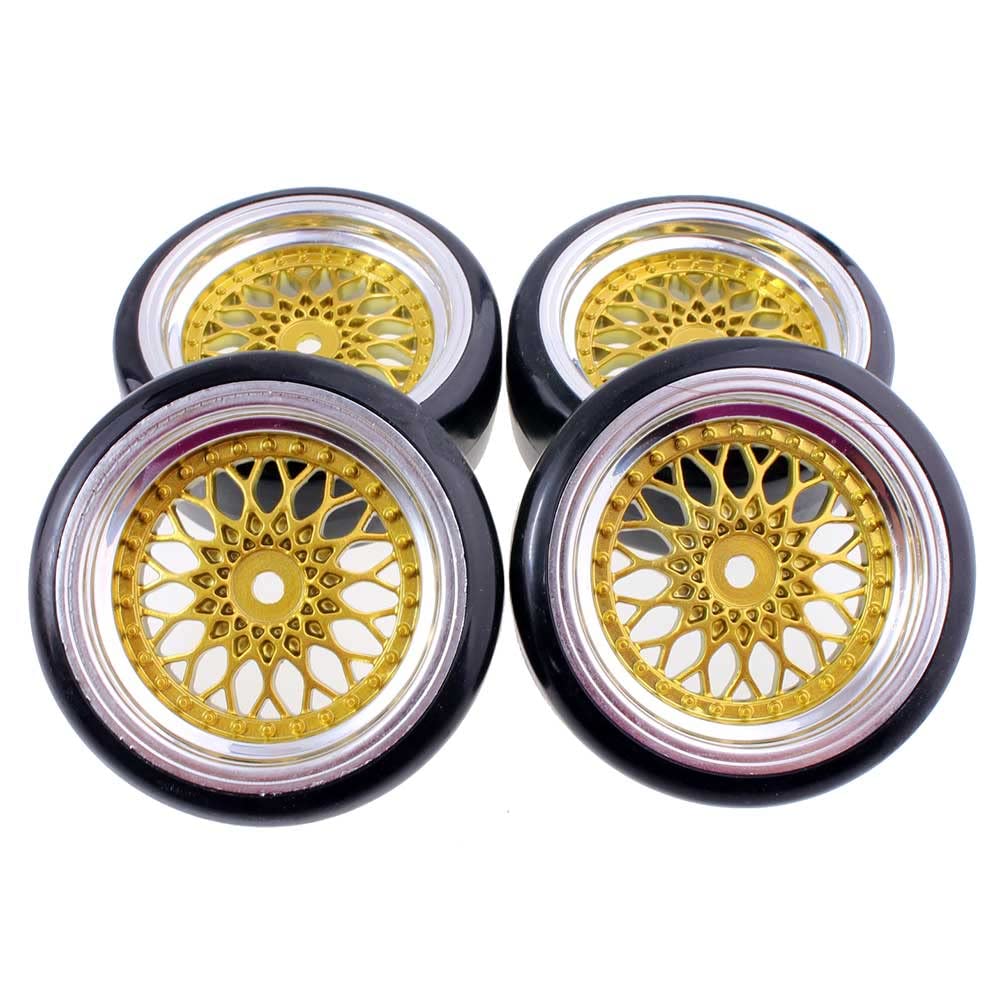 1/10 Scale RC Drift Car Wheels and Tires Set - 62mm Diameter, 12mm Hex, 3/6/9mm Offset - Compatible with HSP, HPI, Sakura RC Models - Perfect for Competitive Drifting and Street Racing (Offset: 3mm)