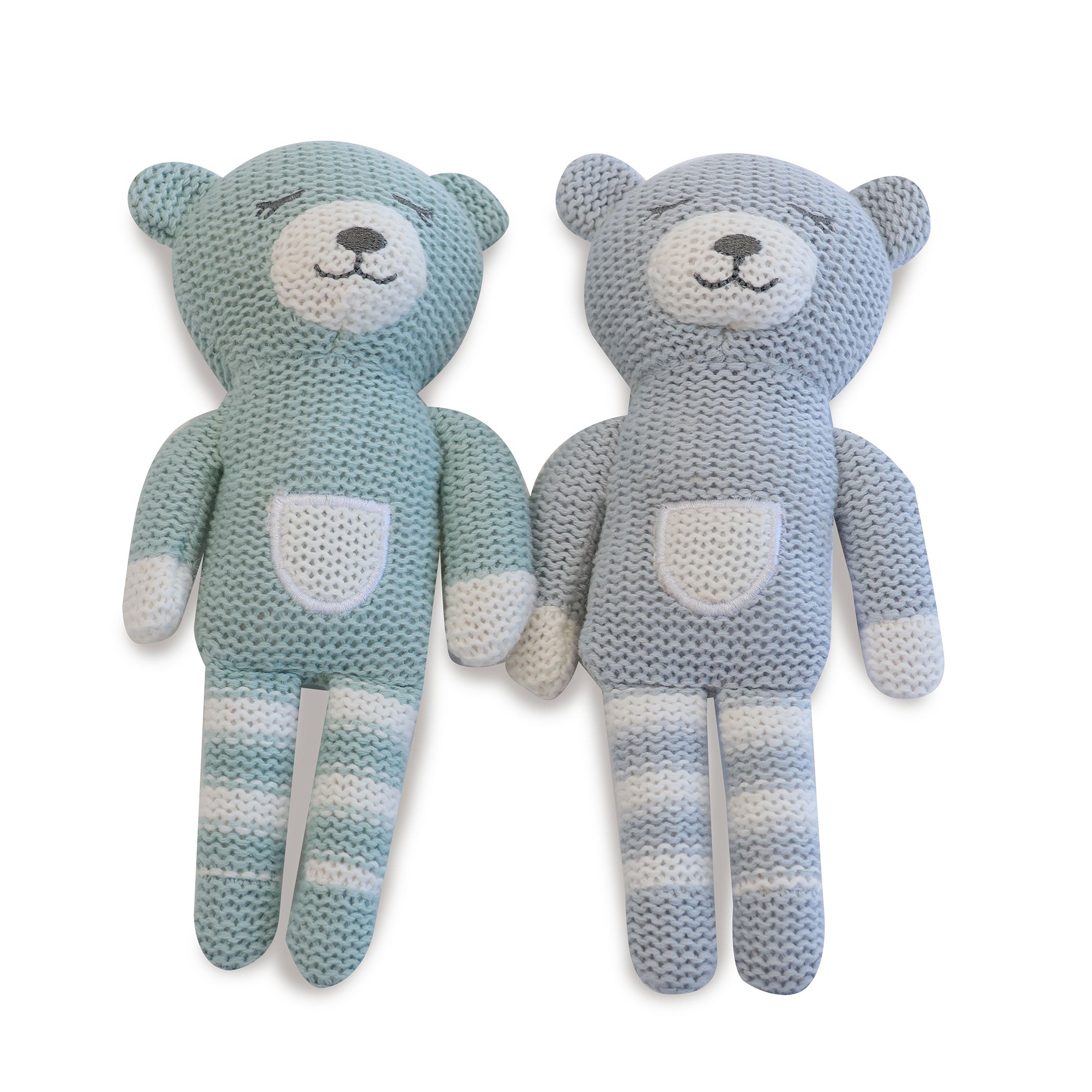 Nordic Style 2-Pack Knit Baby Rattles - Soft Dusty Sky & Mint Bear Toys for Newborns | Perfect for Nursery, Playtime & Baby Shower Gifts