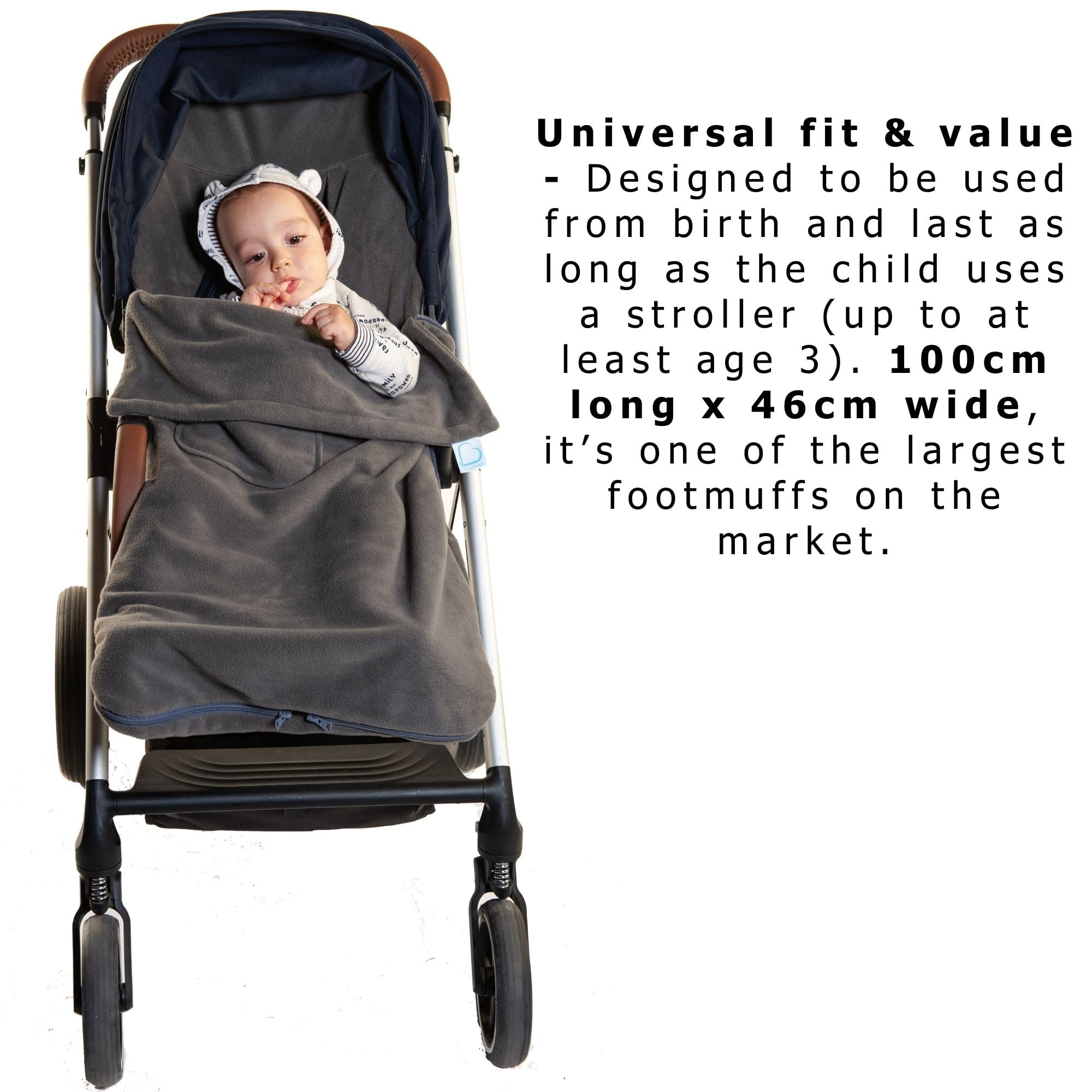 Buggysnuggle Universal Baby Stroller Footmuff - 2-in-1 Fleece Bunting Bag & Seat Liner for Infant Car Seat & Pushchair - Keep Baby Warm & Dry in Winter - Perfect for Strolls, Shopping & Outdoor Adventures