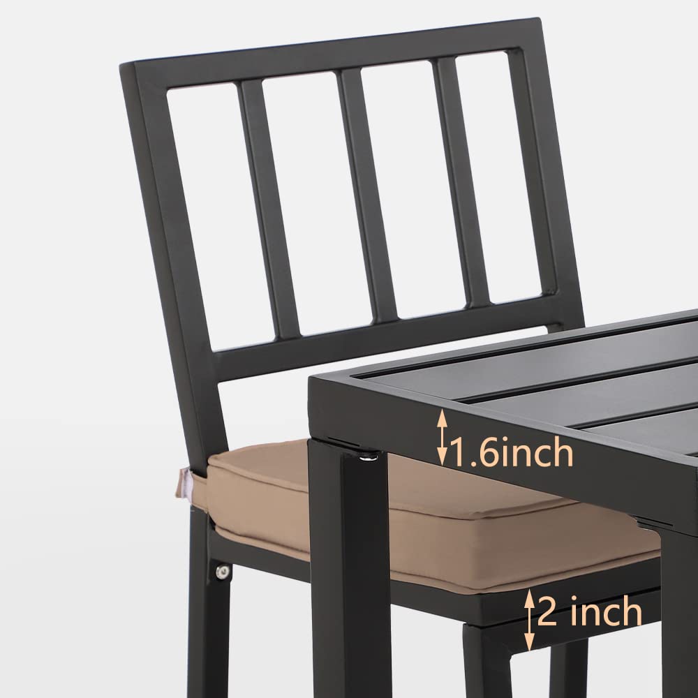 3-Piece Metal Outdoor Bar Set with Table & Stools - Black Patio Bar Furniture for Backyard, Porch, Balcony - Includes 47
