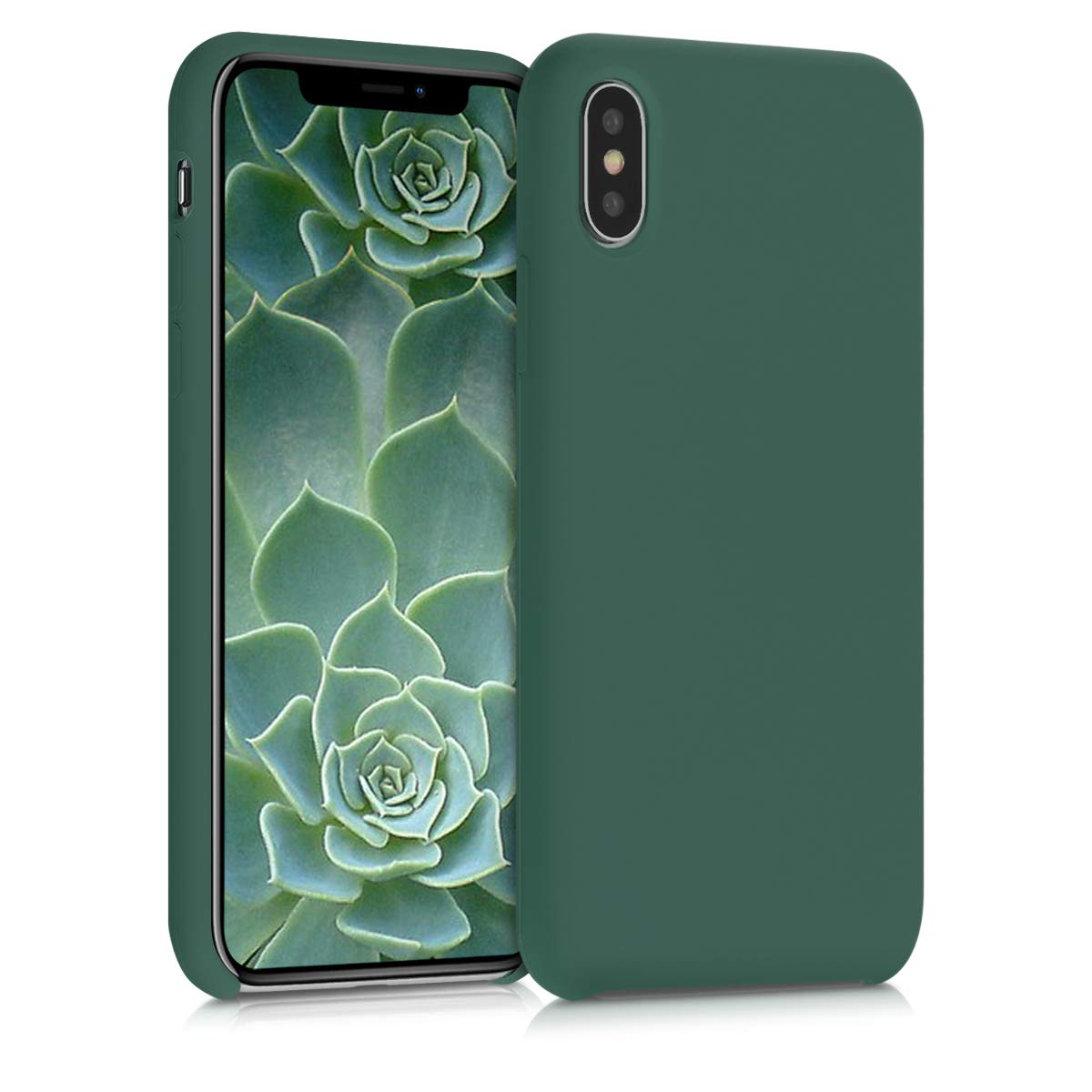 kwmobile TPU Silicone Phone Case for Apple iPhone X - Soft Protective Cover in Forest Green - Perfect for Everyday Use, Travel & Outdoor Activities