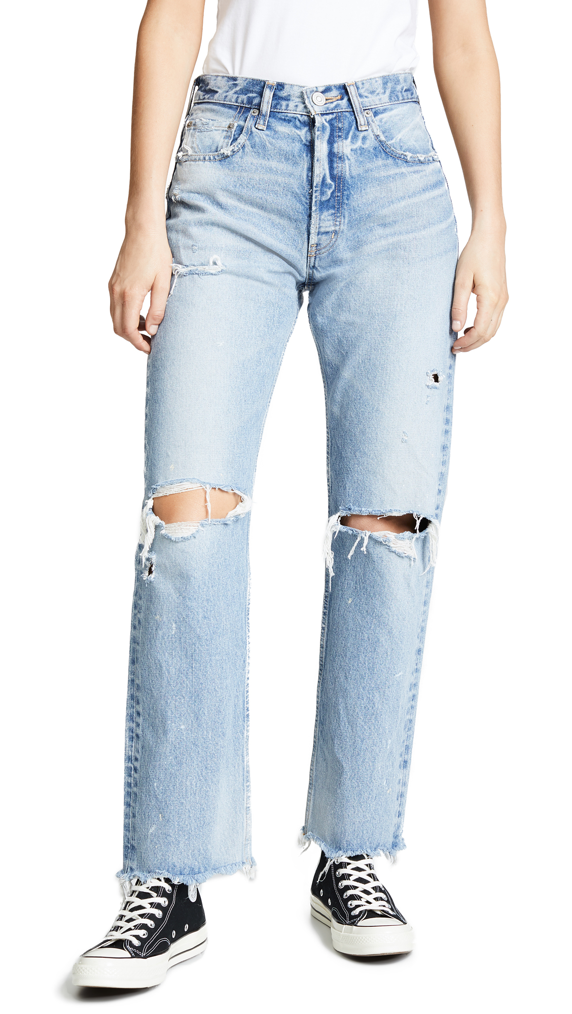 MOUSSY VINTAGE Women's MV Odessa Wide Straight Jeans - High Waist Distressed Denim Pants for Casual Outfits & Streetwear Fashion