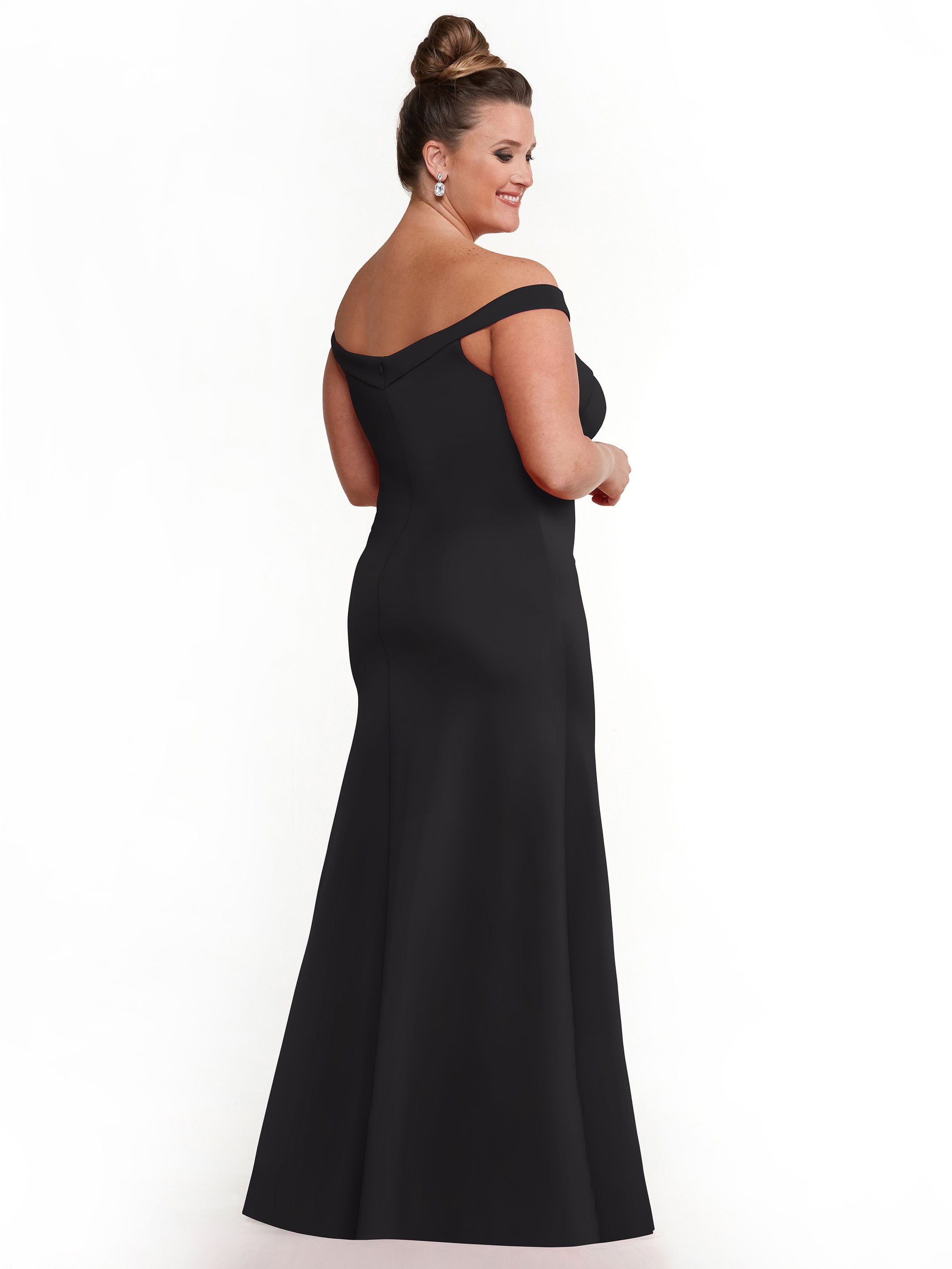 Elegant 83048 Double Knit A-Line Bridesmaid Dress with Off-the-Shoulder Sleeves - Perfect for Weddings, Formal Events & Special Occasions