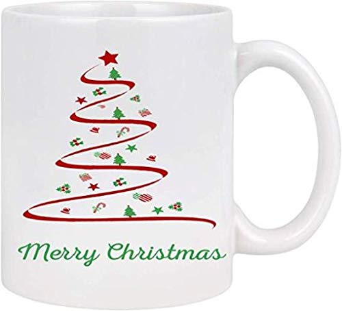 11OZ Merry Christmas Tree Coffee Mug - Holiday Themed Ceramic Cup for Xmas Gifts, Office Use & Cozy Home Decor