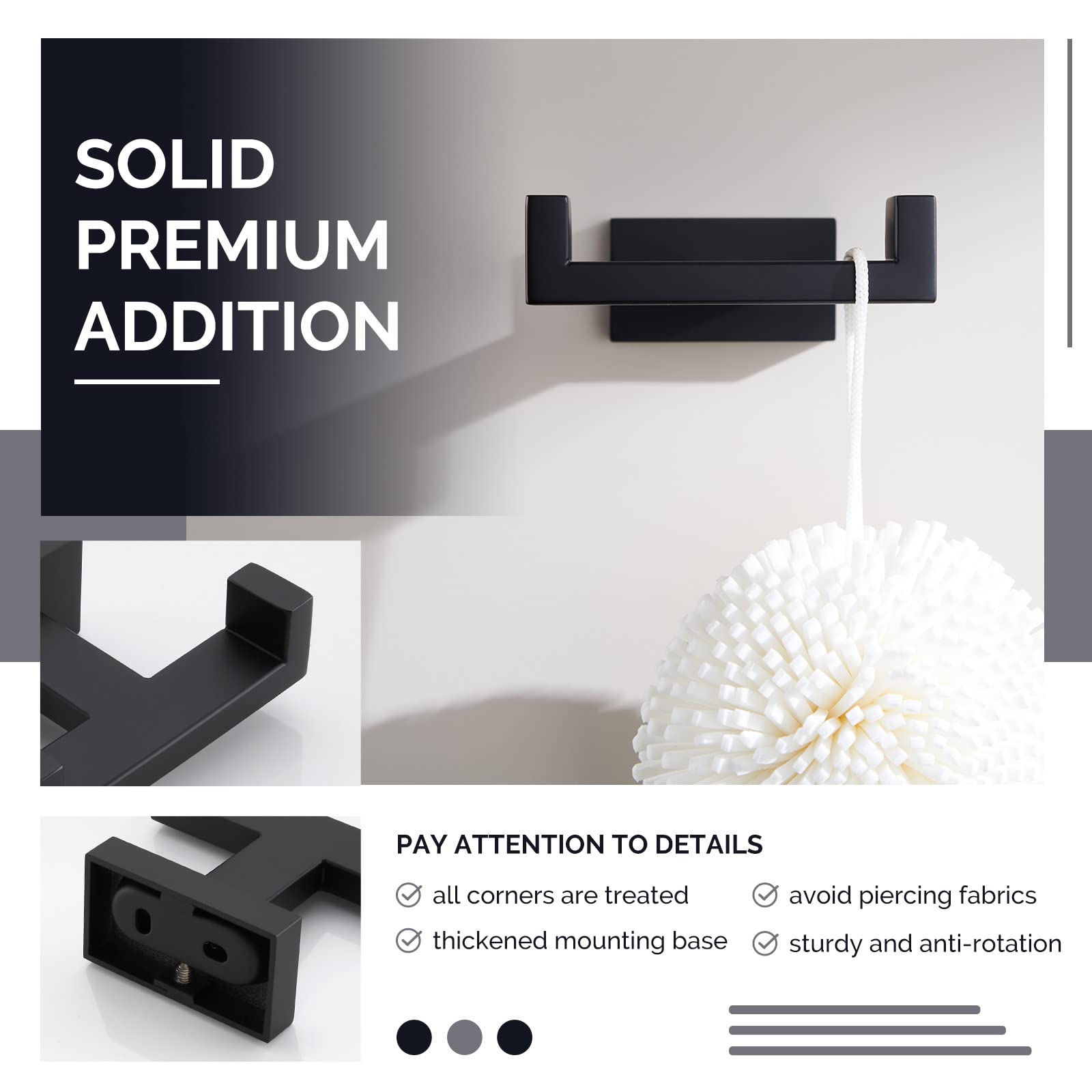Double Towel Hook & Toilet Paper Holder Set - Matte Black Bathroom Organizer for Wall Mounting | Space Saving Solution for Bathrooms, Laundry Rooms & Kitchens
