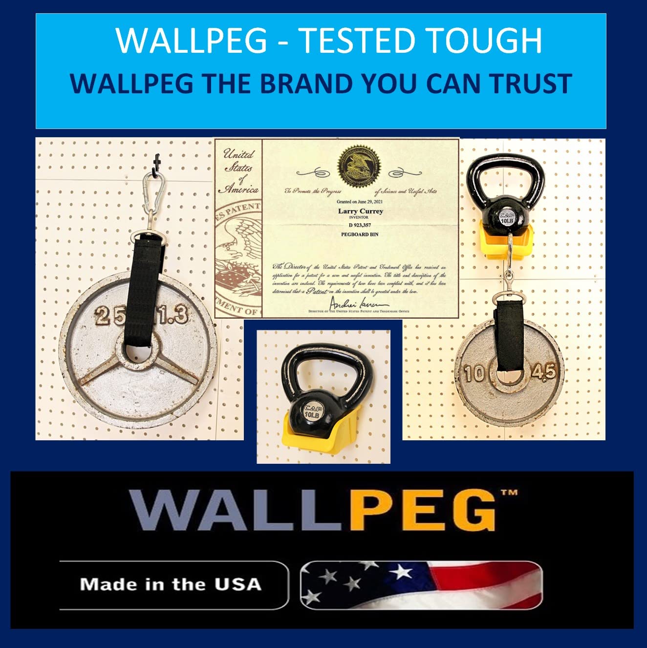 WallPeg PH-5 Pegboard Hooks Kit - Heavy Duty Tool Organizer for Garage, Workshop & Home Storage - Perfect for Wall Mounted Tool Organization